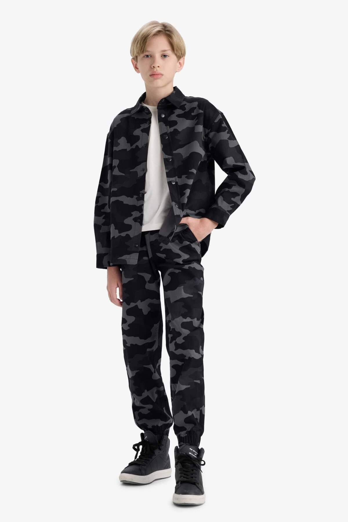 DeFacto-Boy's Jogger Fit Camouflage Patterned Gabardine Trousers F1175A825Au 3