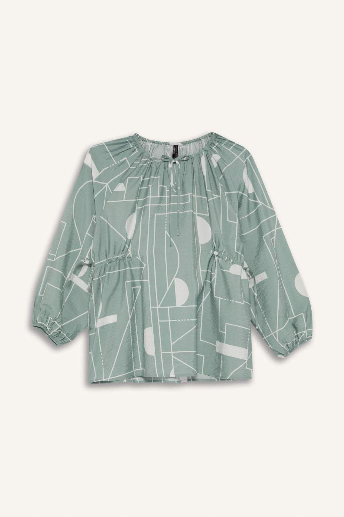 DeFacto-Regular Fit Patterned Long Sleeve Blouse D8681Ax25Sp 8