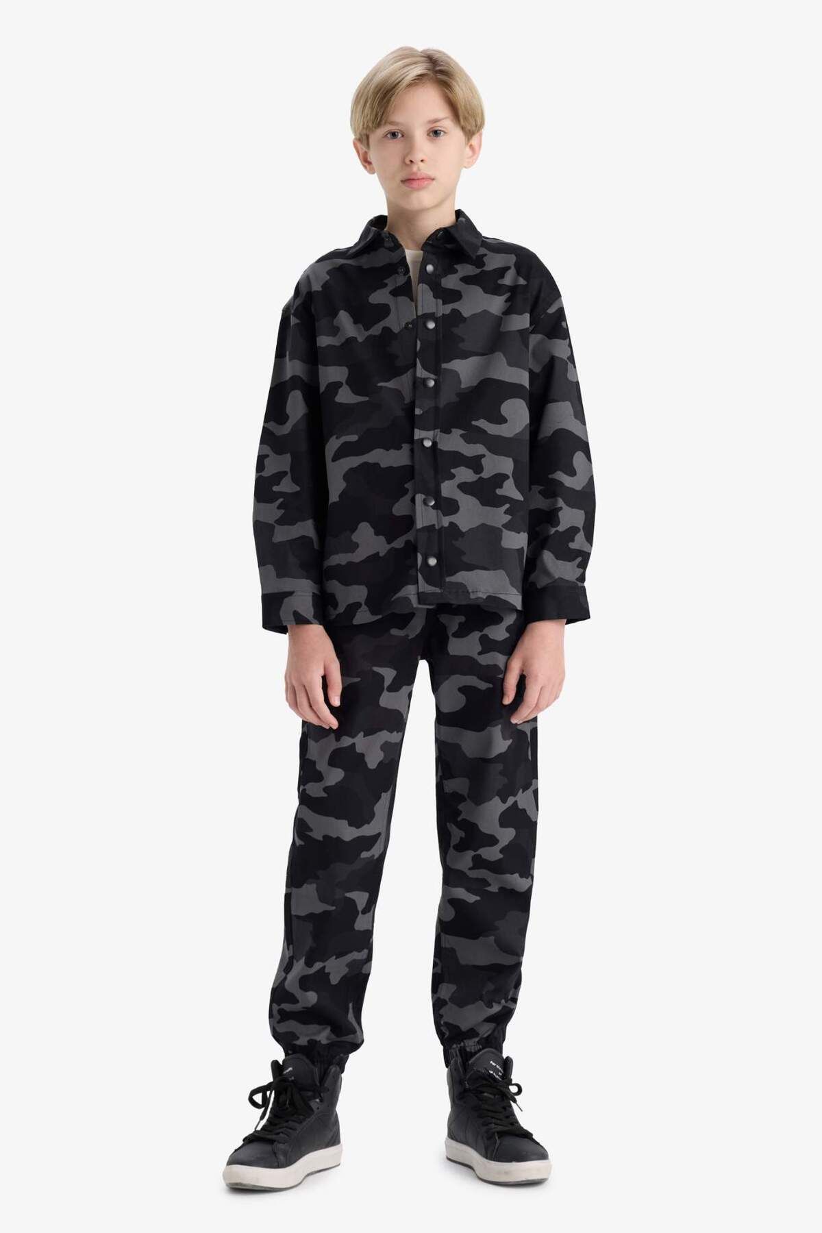 DeFacto-Boy's Jogger Fit Camouflage Patterned Gabardine Trousers F1175A825Au 4