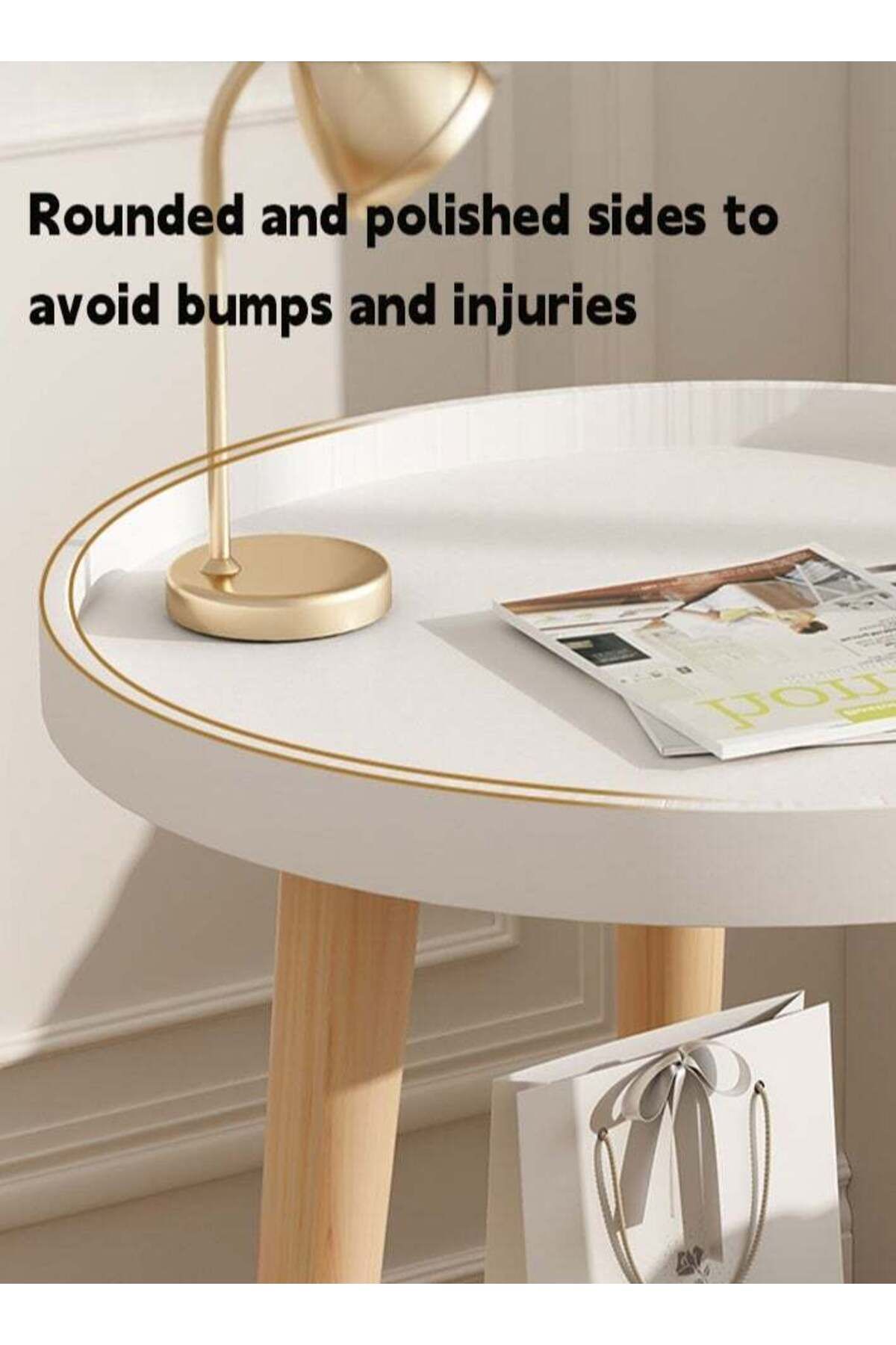Generic-Simple small round table double layer storage bedside coffee table home side table 4