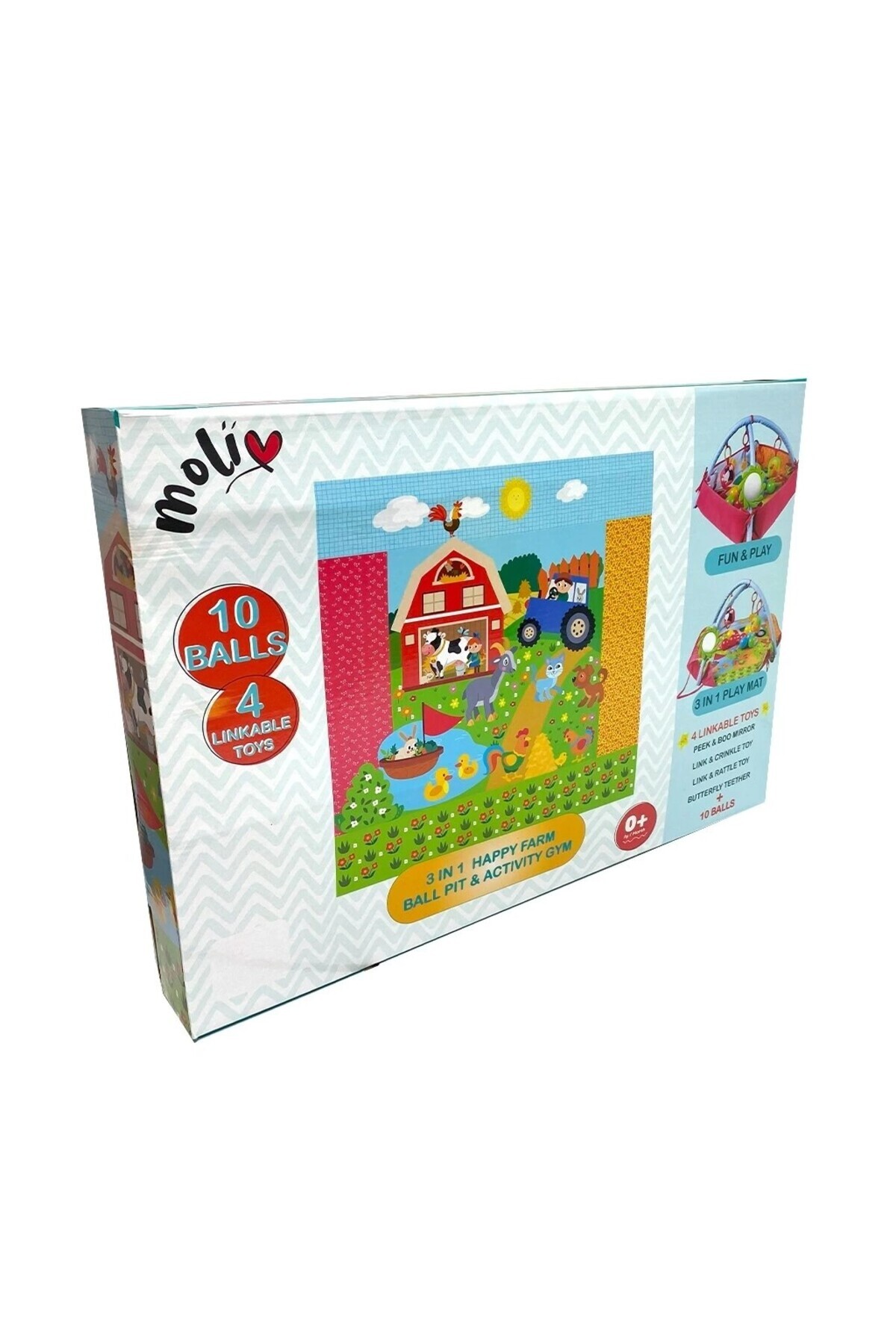 Baby Neşeli Çiftlik 3’ü 1 Arada Oyun Halısı | Top Havuzu + 10 Top + 4 Oyuncaklı Aktivite Matı | 0+ Ay fotoğrafı 5 (önizleme)