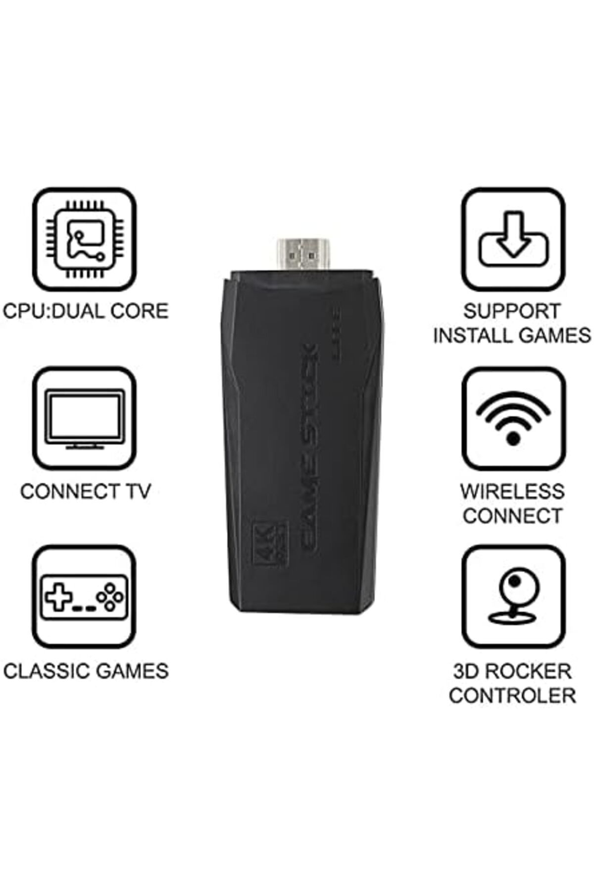 AWH-وحدة تحكم ألعاب M8 ريترو، مدمجة بأكثر من 10000 لعبة، عصا ألعاب فيديو لاسلكية 4K HDMI، سلكية، 2 6