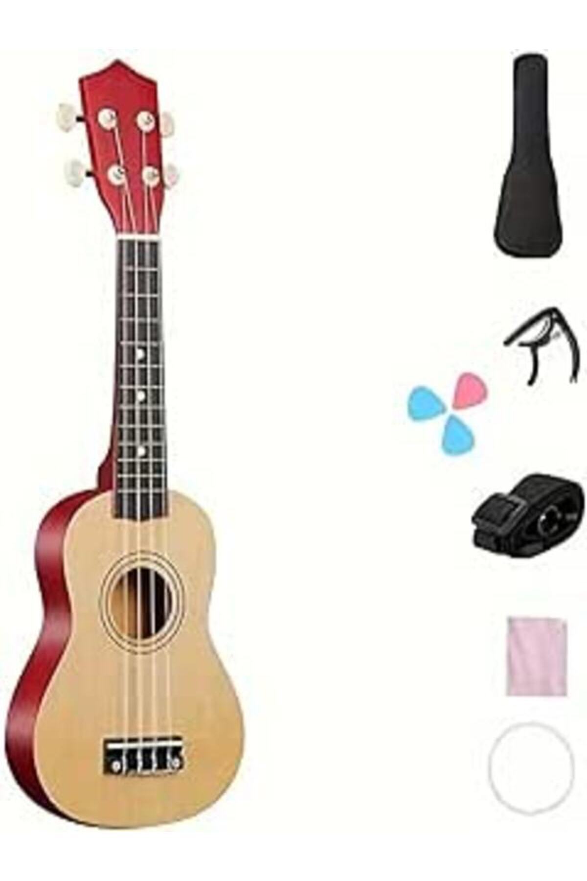 MegArya-Designer Series 4 String Soprano Ukulele with Bag, Capo, Strap, Cloth and Strings (Natural) 1