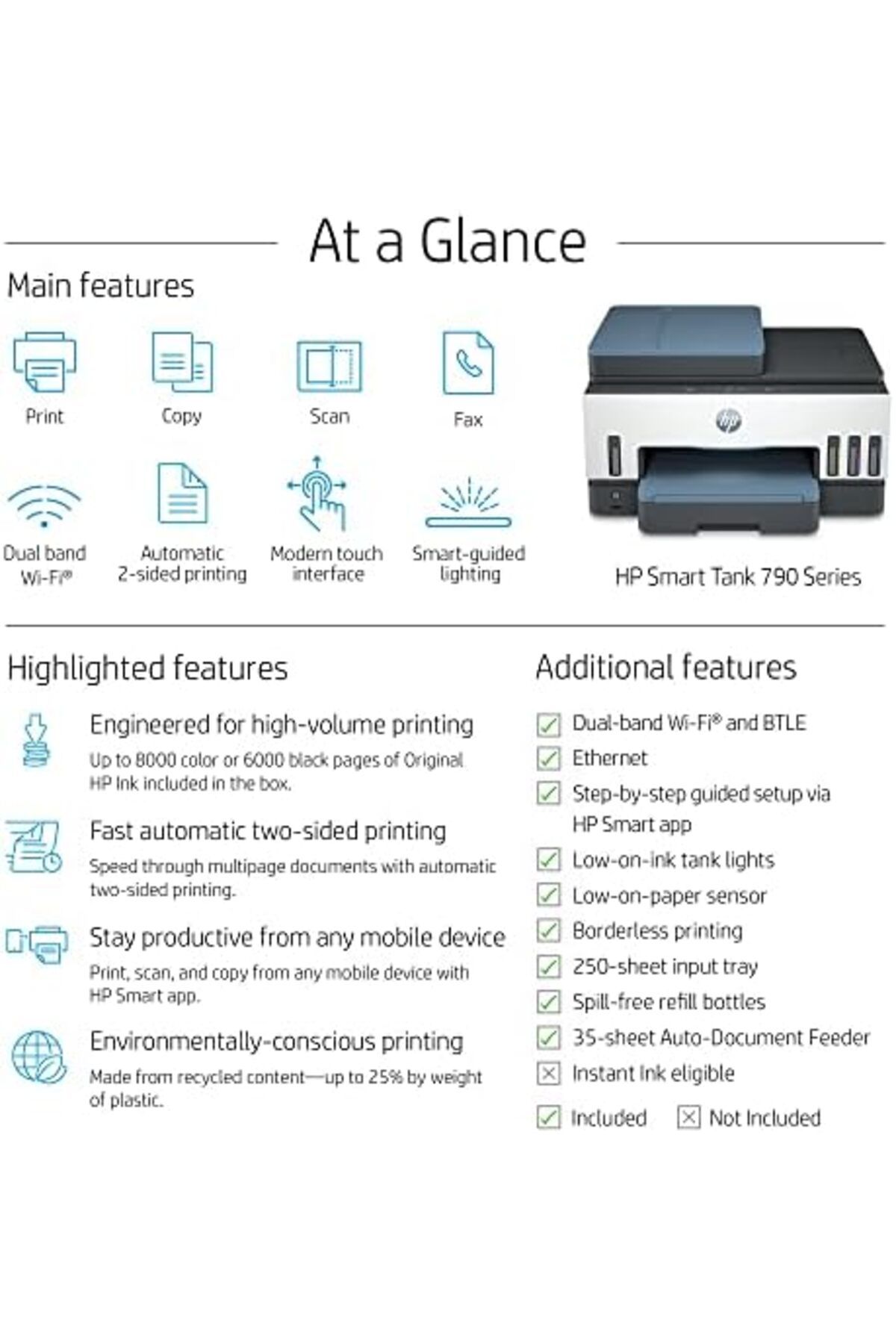 HP-Smart Tank 795 All-in-One Printer, Wireless, Print, Scan, Copy, Fax, Auto Duplex Printing, Docume 5