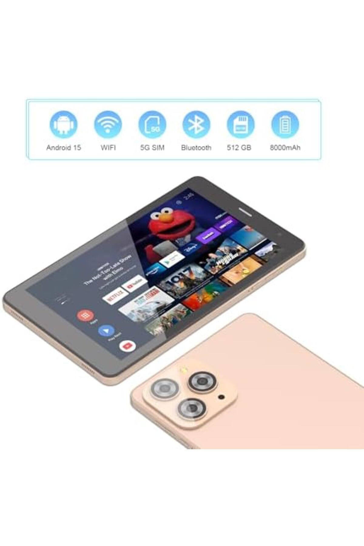 CIDEA-C idea 8 inch Tablet, Android 15.0 Tablet Octa-Core Processor, 8GB RAM, 512GB ROM with 5G LTE SIM, 1 6