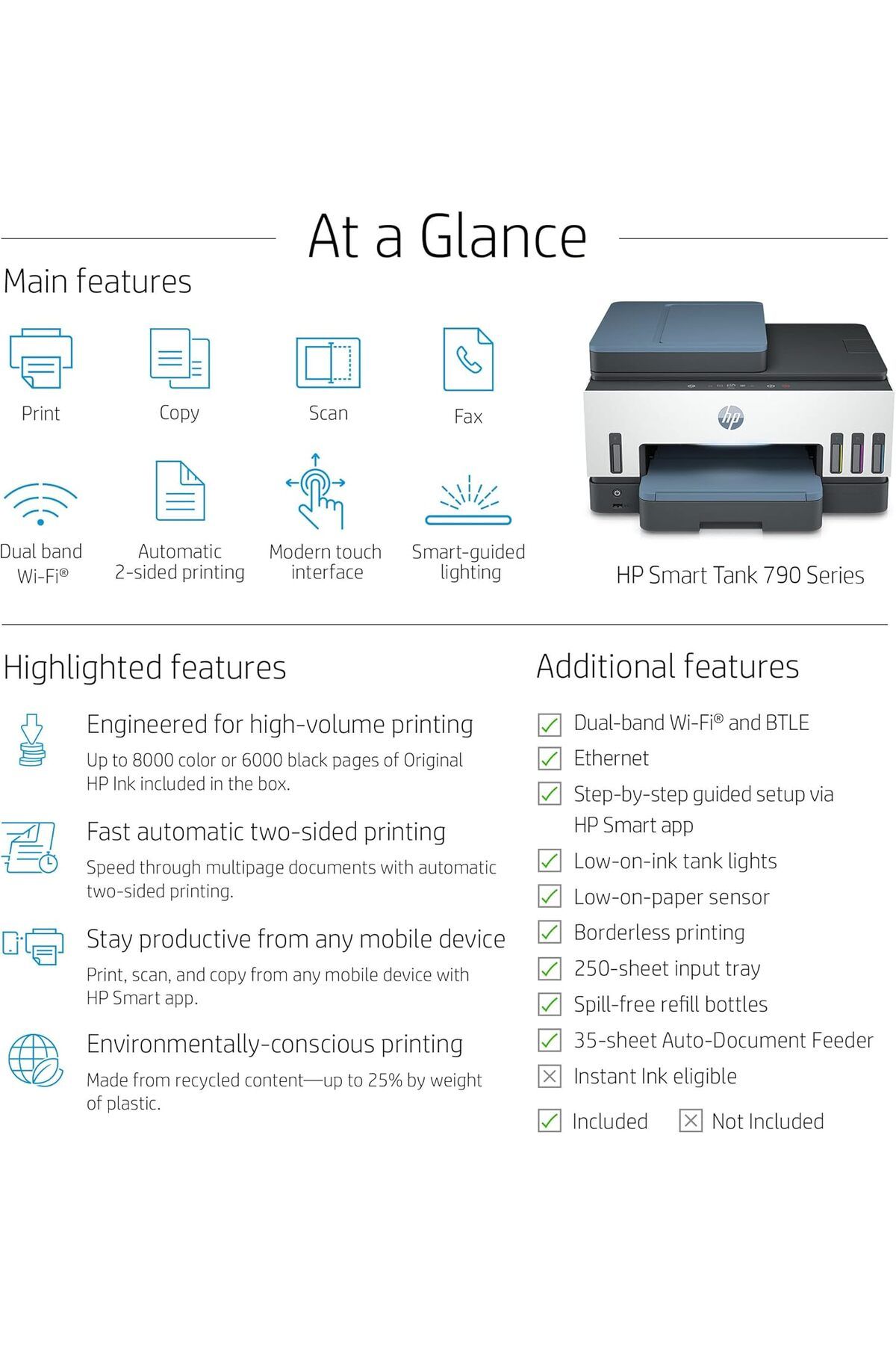 HP-Smart Tank 795 All-in-One Printer, Wireless, Print, Scan, Copy, Fax, Auto Duplex Printing, Docume 4