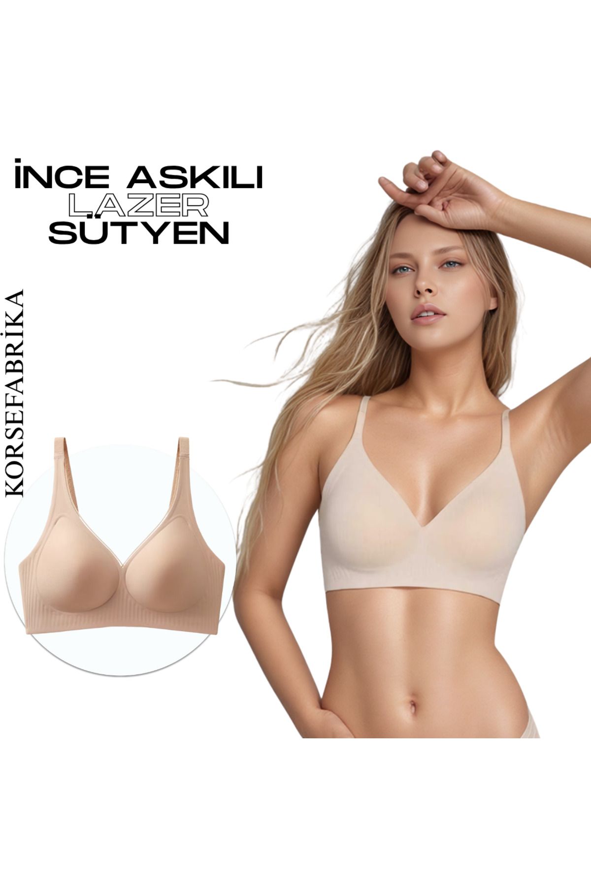 korsefabrika trend mood store-Thin Straps Laser Cut Pads - Invisible - No Trace - No Balens Collecting Push up Seamless Bra 1