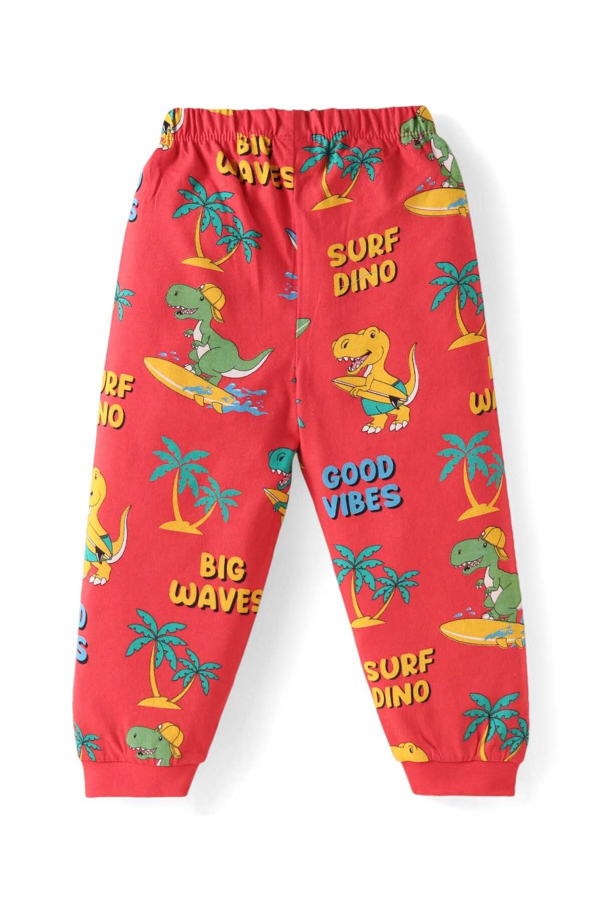 Babyhug-Pyjama Set with Dino Print - Red 5