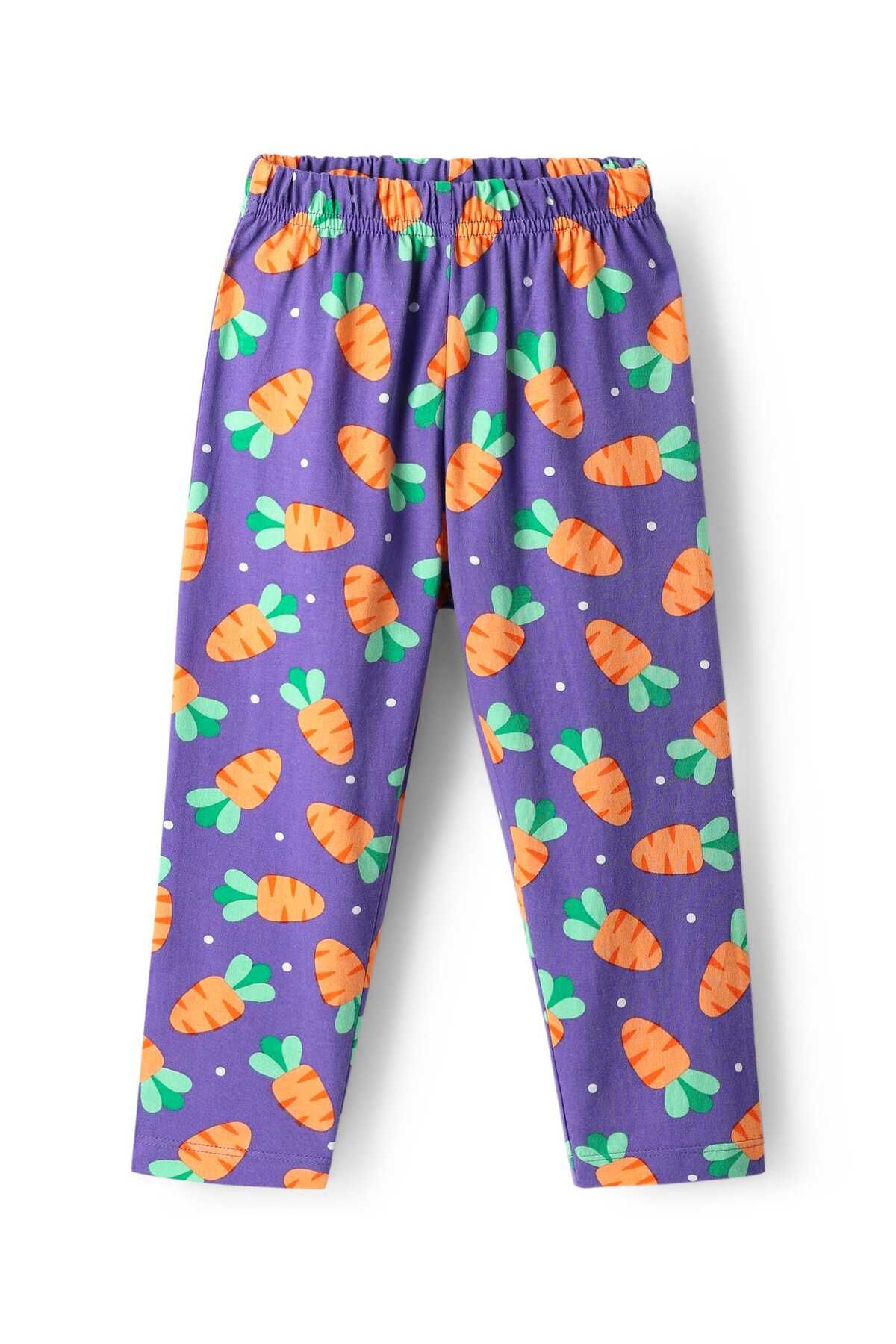 Babyhug-Cotton Knit Half Sleeves Front Open Top and Pajama Set with Carrot Print - Violet 4