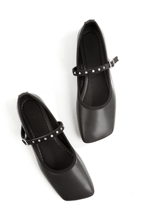 PİMORA '' PAOLA '' Siyah Cilt Geniş Küt Yamuk Burunlu Baretli Ortopedik Kapal...