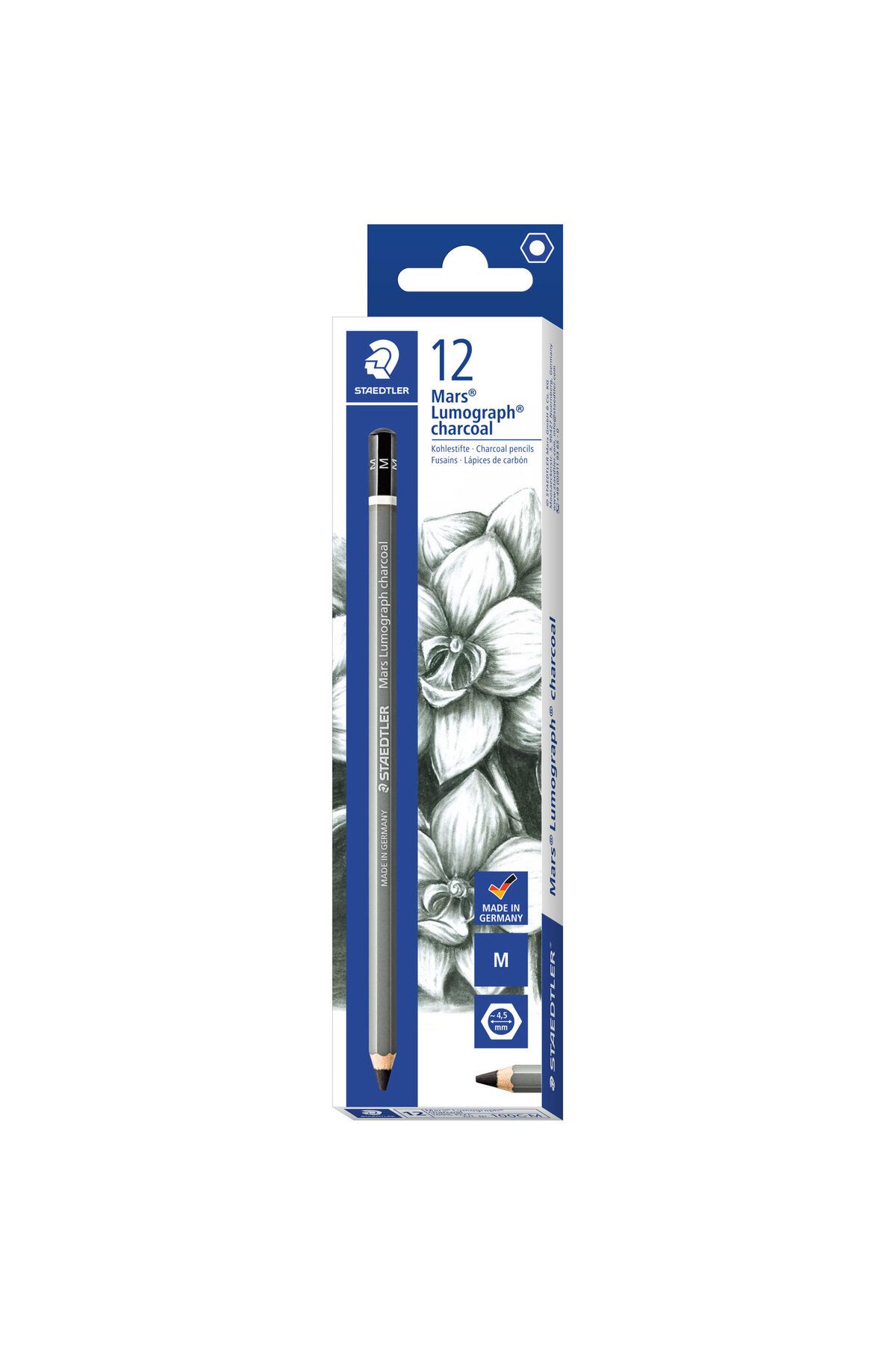 Staedtler-100C Mars Lumograph Charcoal Drawing Sketching Charcoal Pencil Box of 12 7