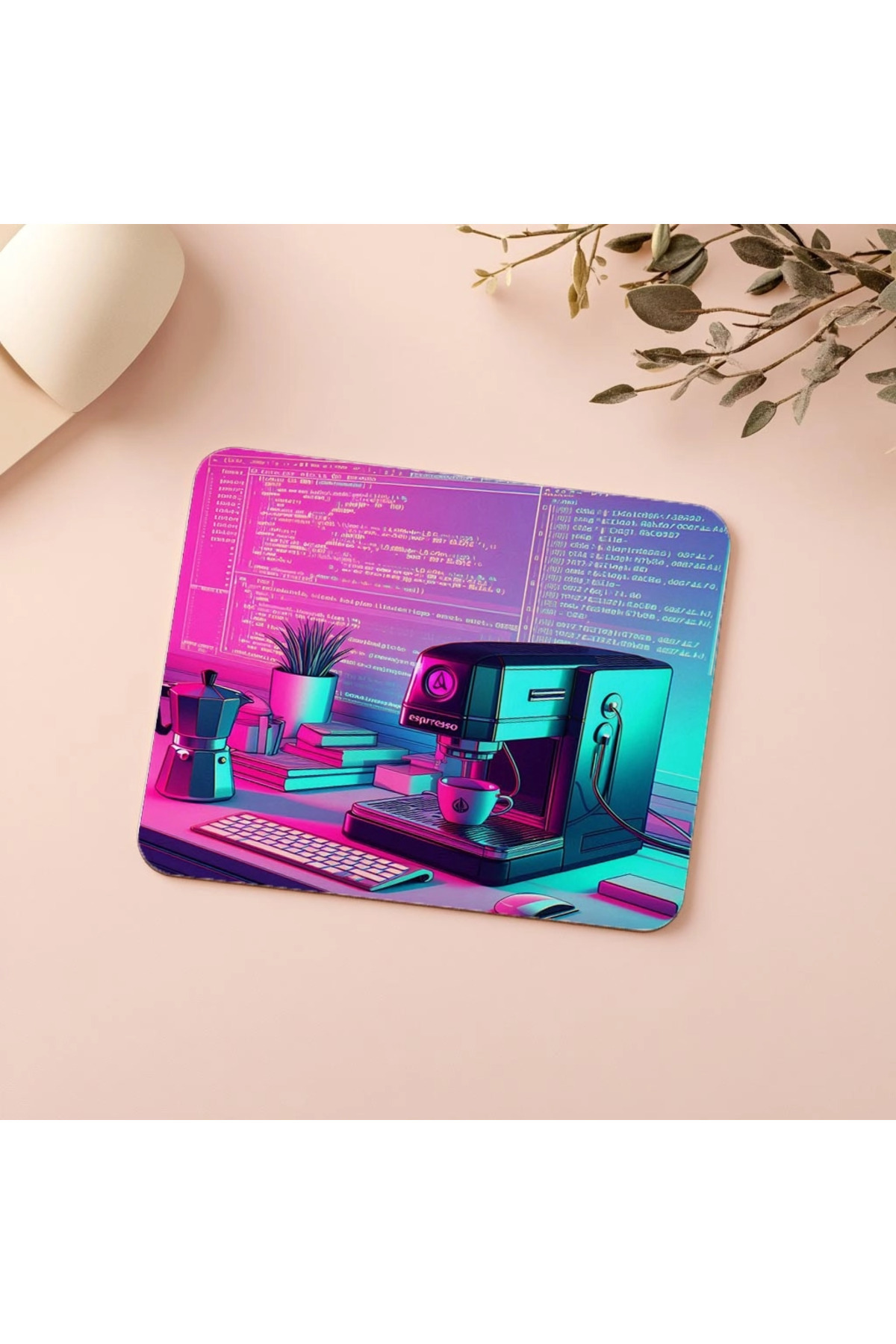 Luluyen-Code Enriched with Espresso Machine 19X23 cm 2 mm Rectangle Imported Printed Mouse Pad 5
