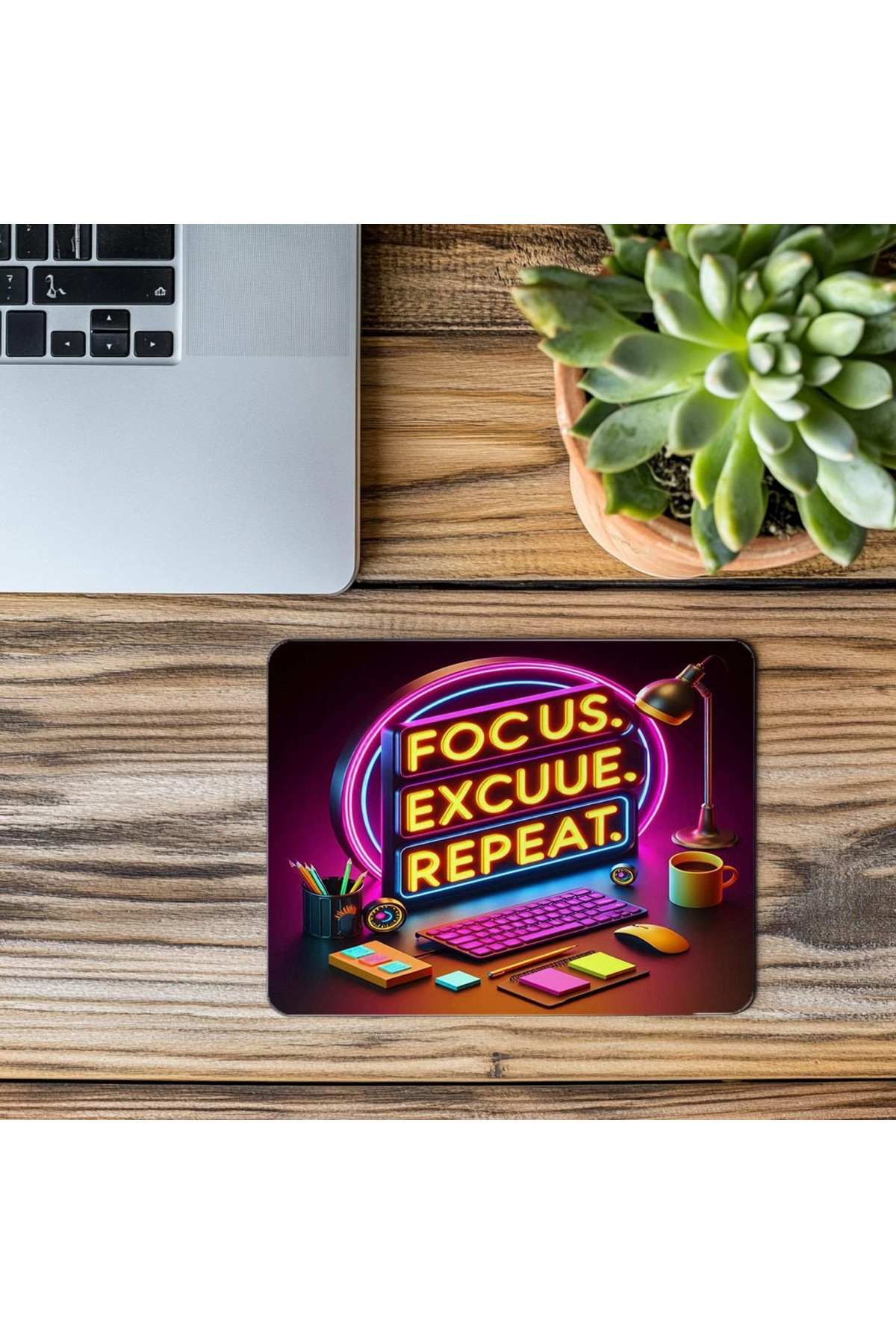 Luluyen-Bright Patterned Office Mousepad Focus Repeat Slogan 19X23 cm 2 mm Rectangular Imported Printed Mouse Pad 3