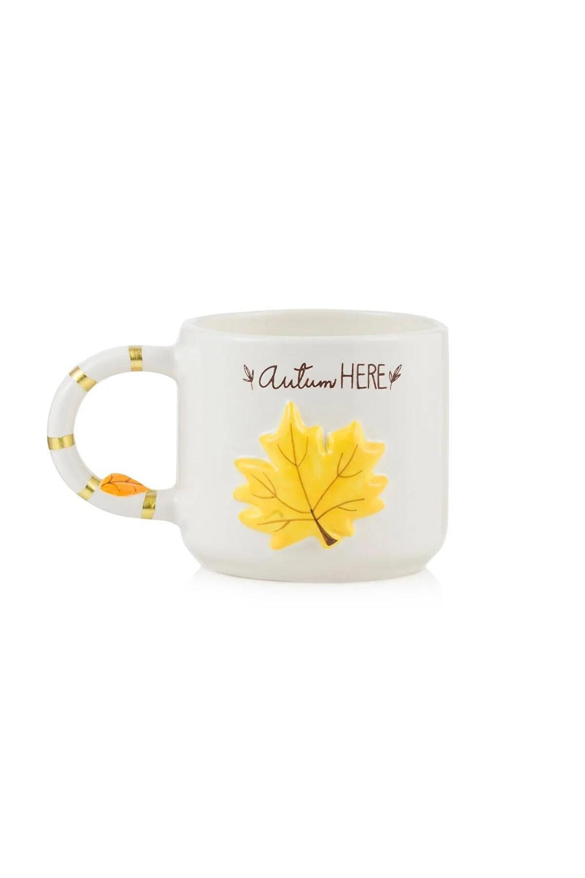LC Waikiki-Lcw Home Mixed Leaf Printed Ceramic Mug 450 ml (W5) 5
