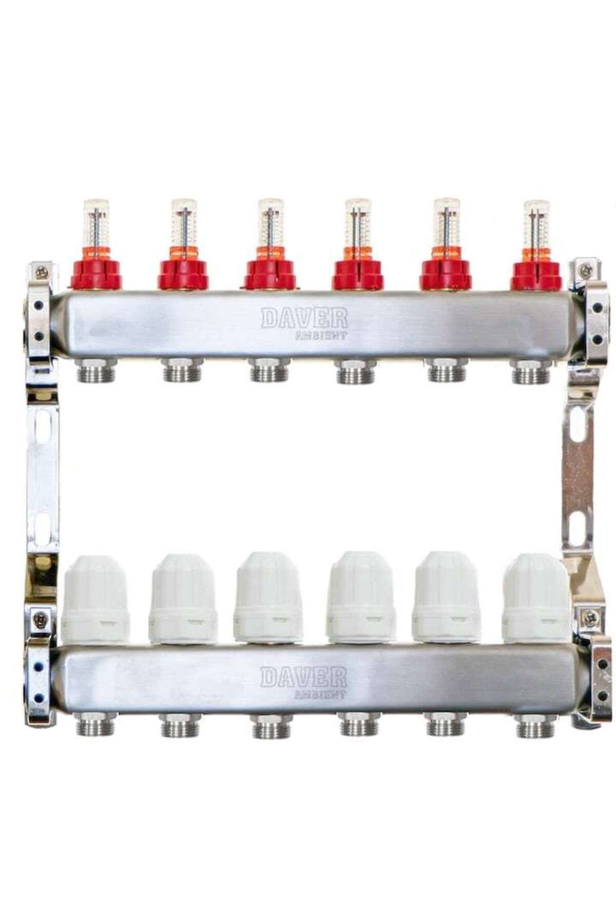 Daver-Set distribuitor 1" / 6 circuite, grup de amestec reversibil cu cap termostatic si senzor 20-60°C, 3