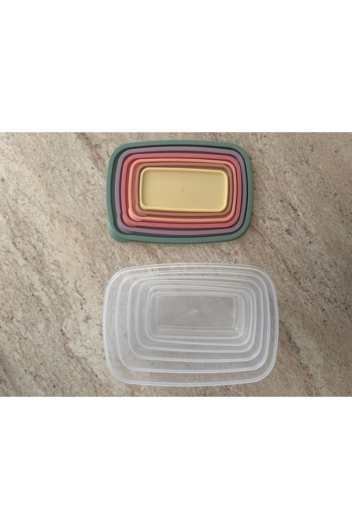 CEZVE HOME-Set of 6 Rectangular Food Storage Containers Microwave and Deep Freezer Suitable Multipurpose Storage Container 5