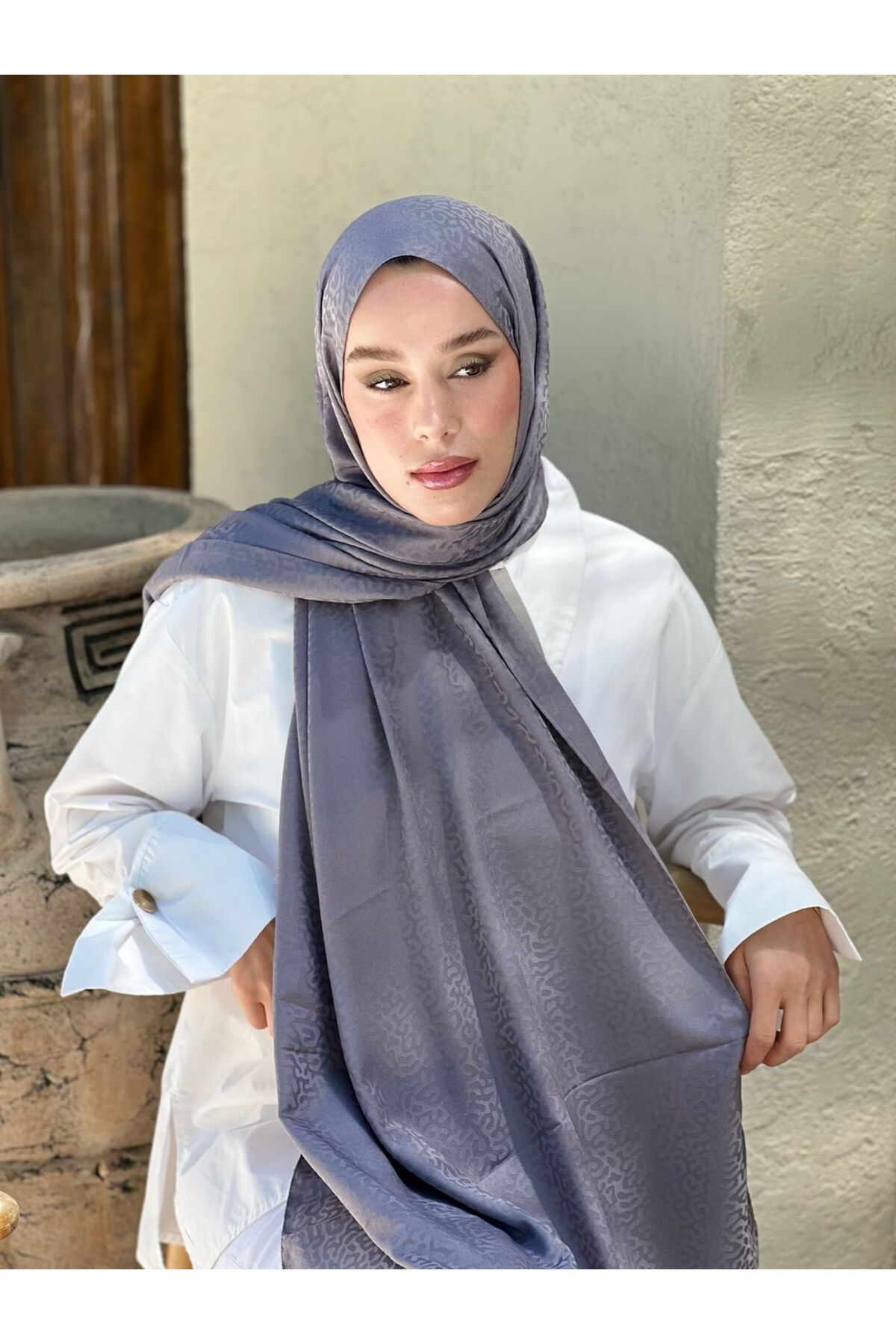 Modakaşmir-Silky Jacquard Series Path Pattern Shawl 2