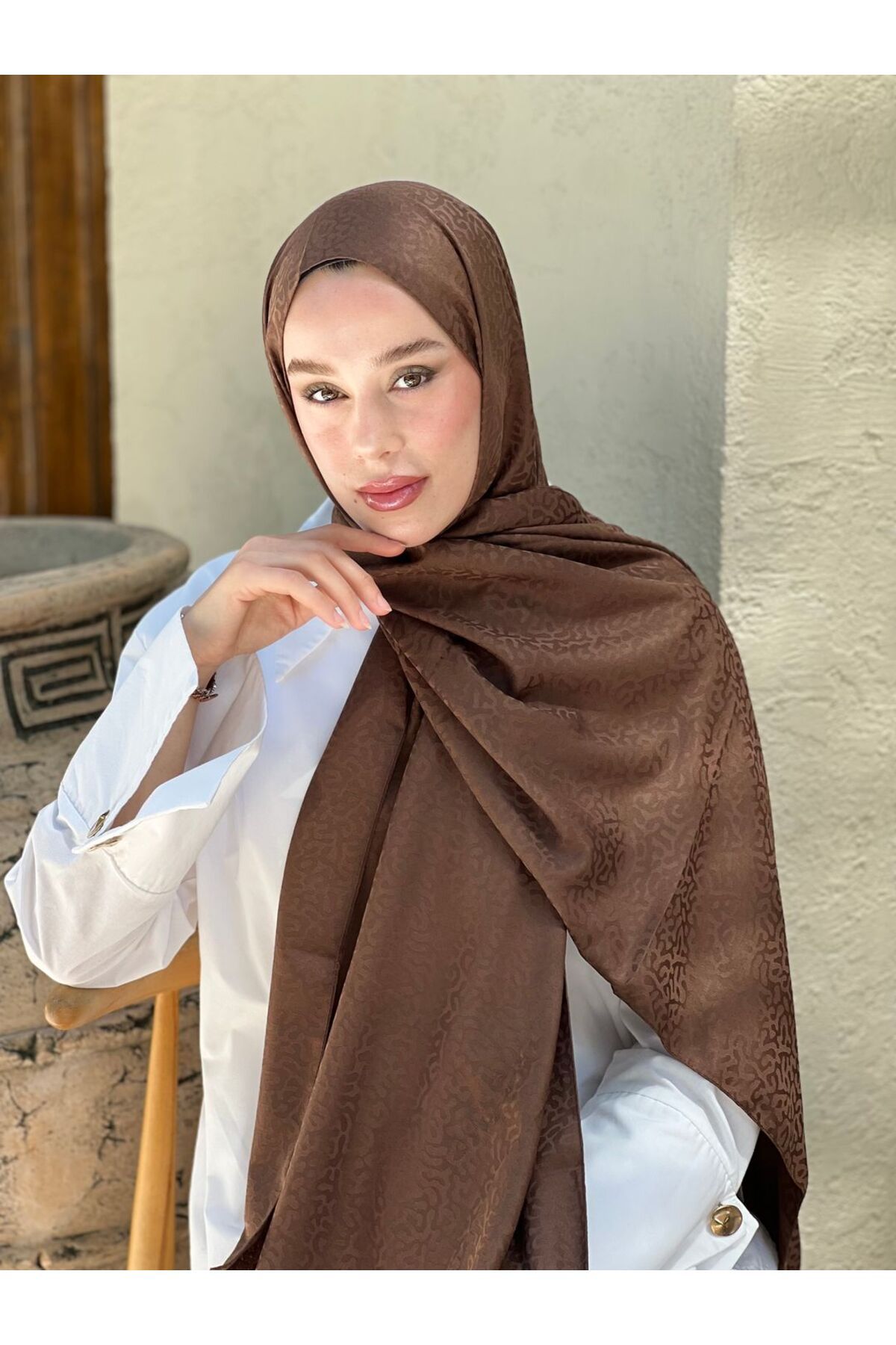 Modakaşmir-Silky Jacquard Series Path Pattern Shawl 3