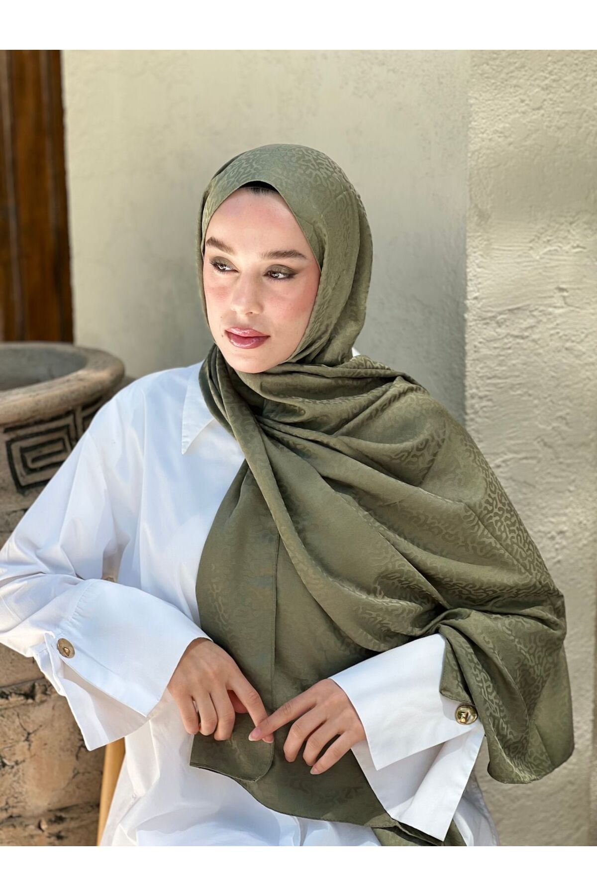 Modakaşmir-Silky Jacquard Series Path Pattern Shawl 1