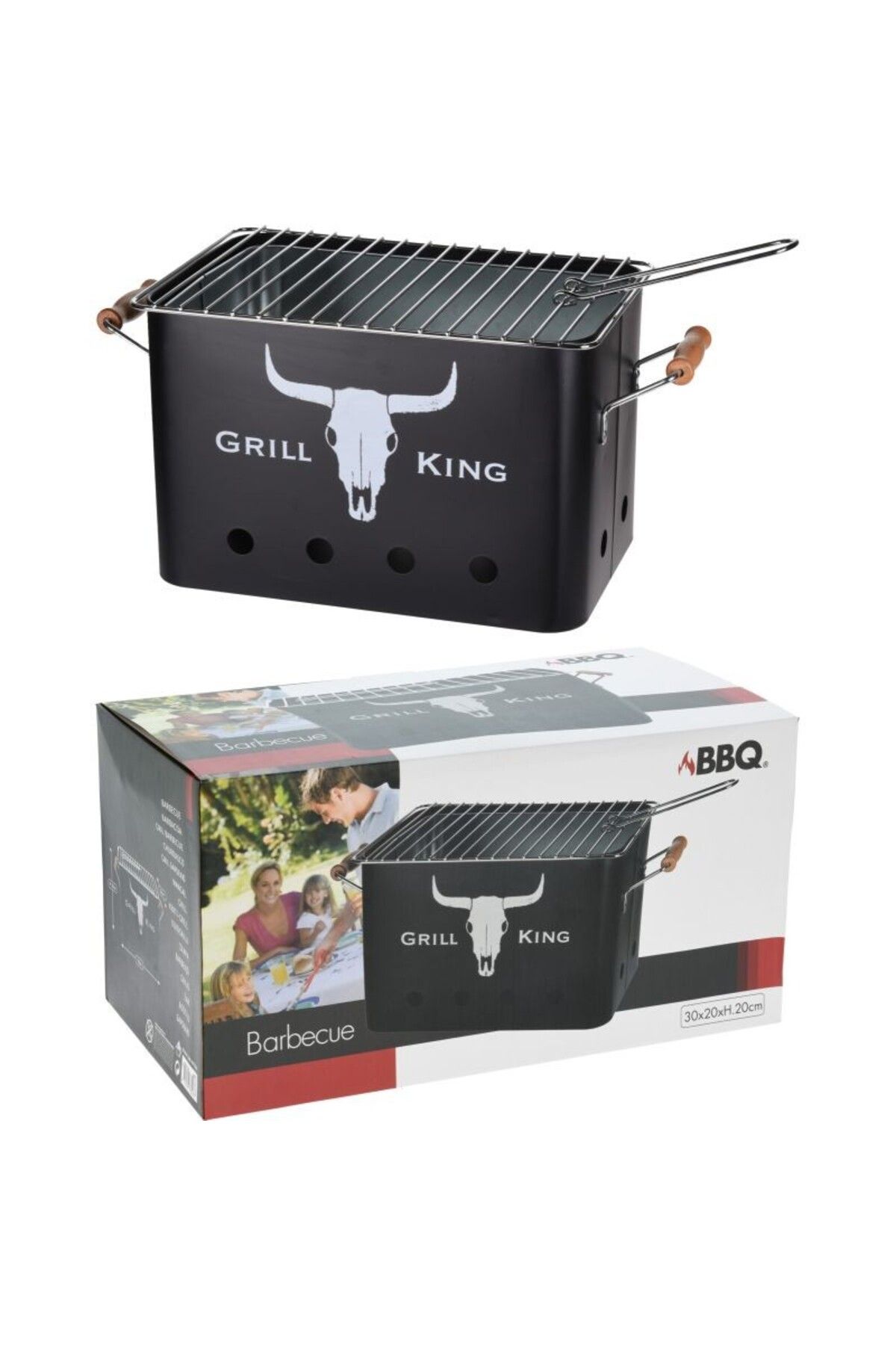 Progarden-Rectangular, portable, charcoal grill, removable grate, 32x20x20cm 4