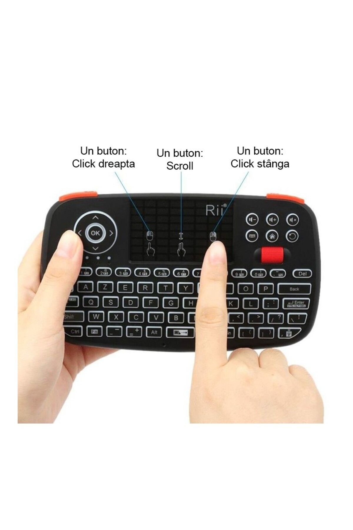 OEM-Mini illuminated Bluetooth keyboard, unique scroll touchpad, PC TV Box iOS Android 9