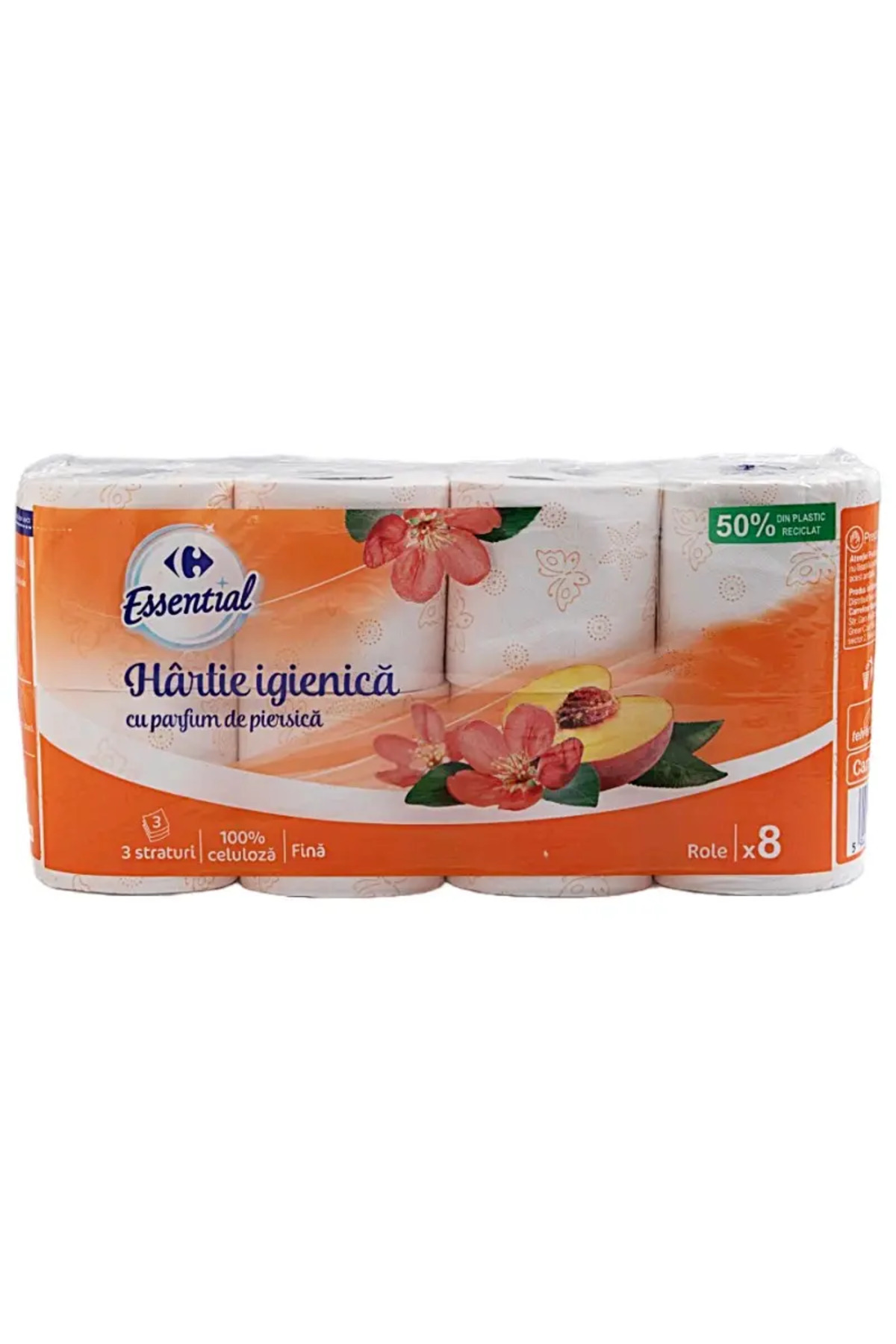 Carrefour Hartie igienica cu parfum de piersica 8 role, 3 straturi
