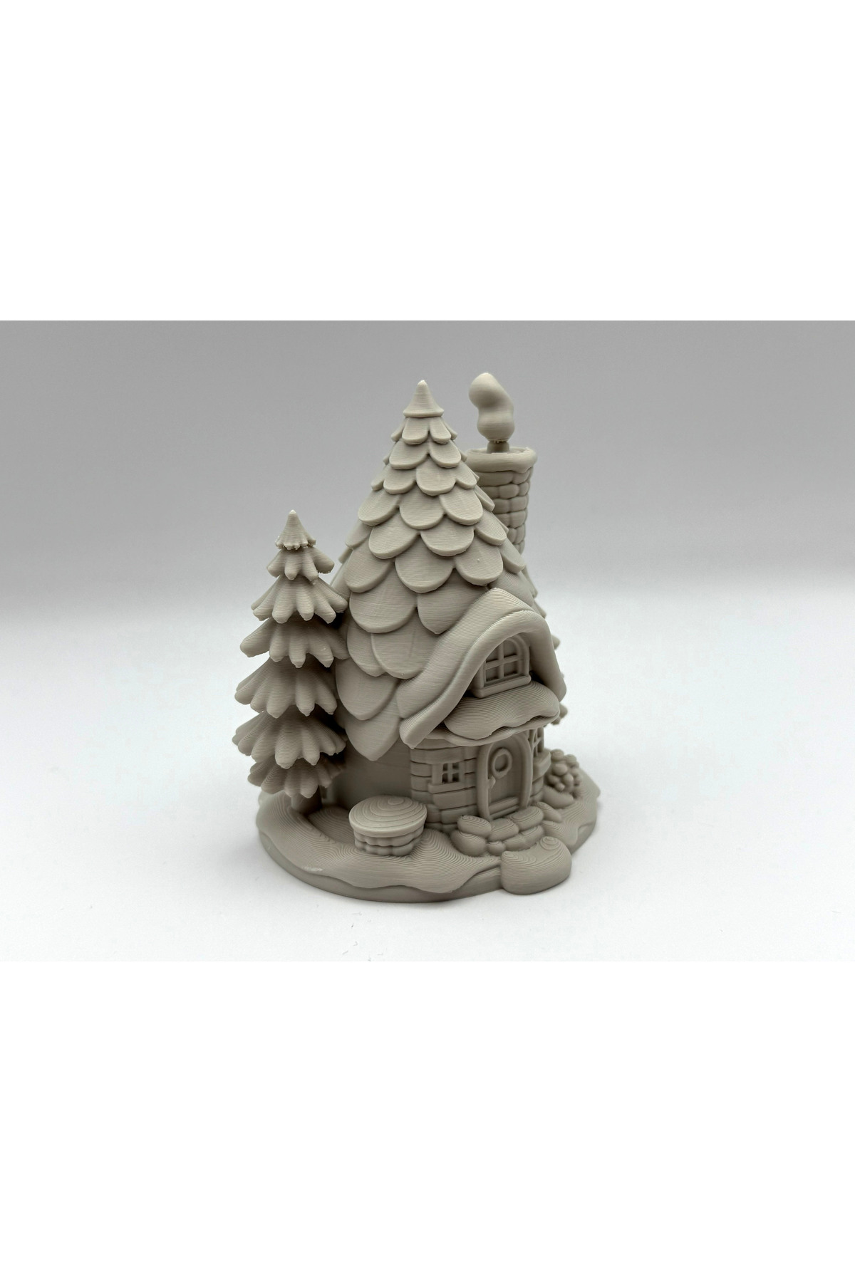 Winter Themed Pine Tree House 10cm | Miniature Fairy House Decorative Figure