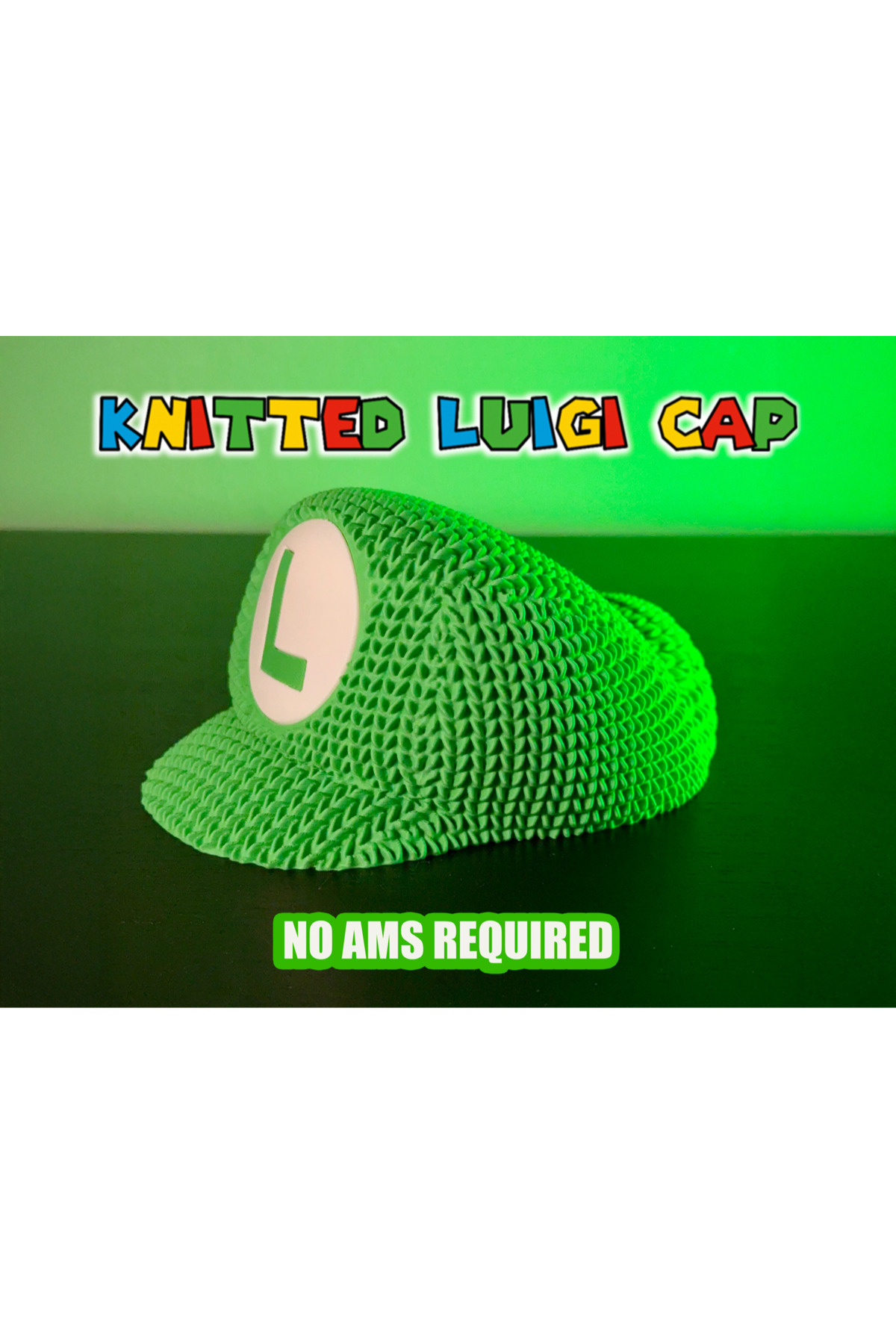 تمثال قبعة سوبر ماريو لويجي | محبوك تصميم زخرفة ديكور سطح المكتب