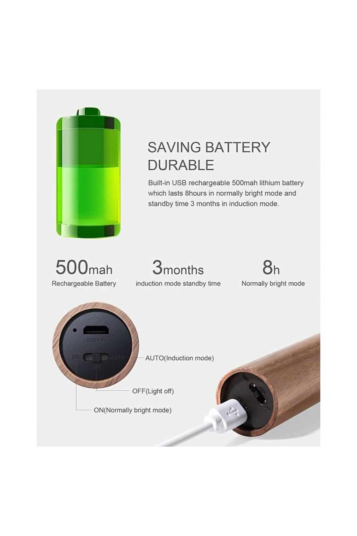 eR D L-Smart lamp with magnet, removable,with motion sensor, rechargeable via USB 5