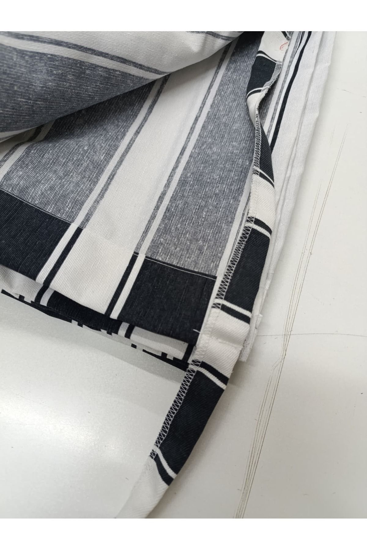 SHY TEKSTİL-Luxury 1St Class Corniced Gray White Balcony Curtain with Width X Height Dimensions 4