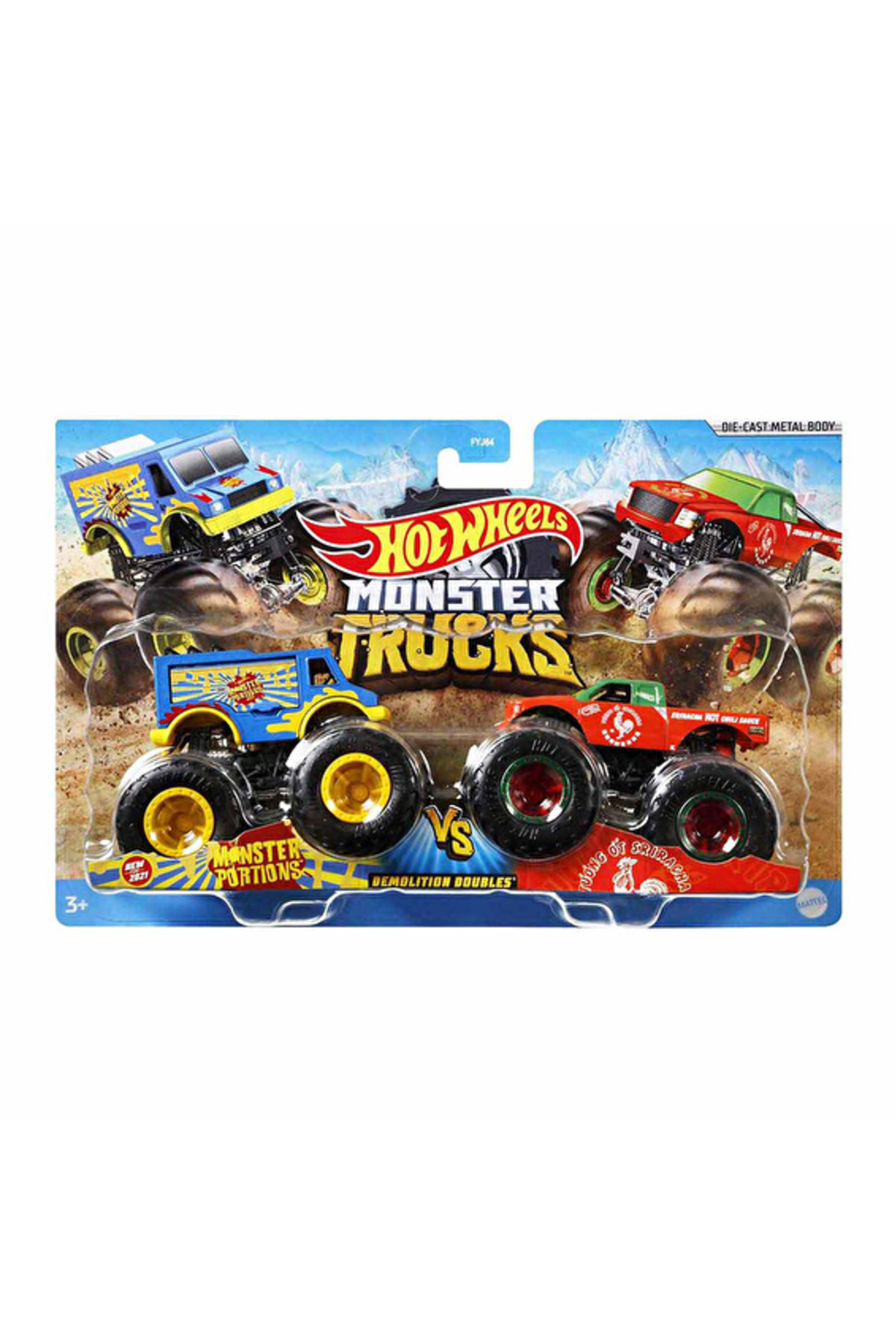 KUT FLY 3 ADET Oyuncak Monster Trucks Güçlü İkili 1:64 Arabalar FYJ64