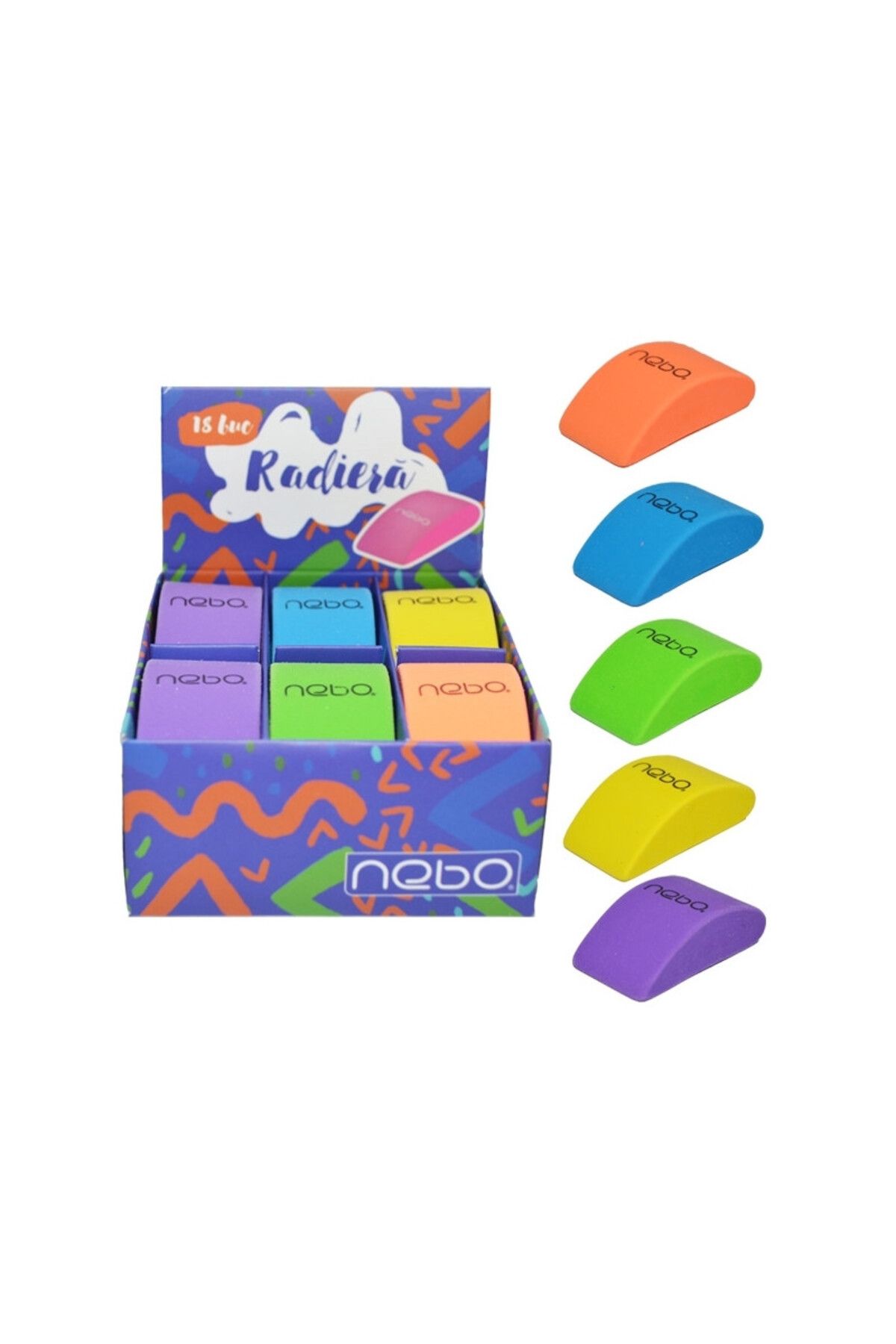 NEBO-Eraser, for pencil, ergonomic shape, different colors 2