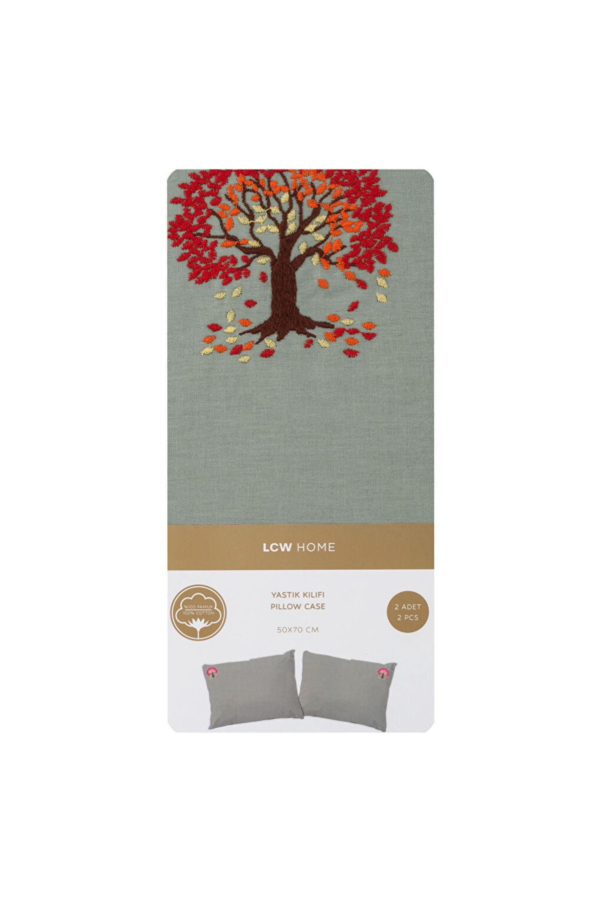 LC Waikiki-Corner Tree Embroidered Pillow Case Set of 2 50X70 cm 4