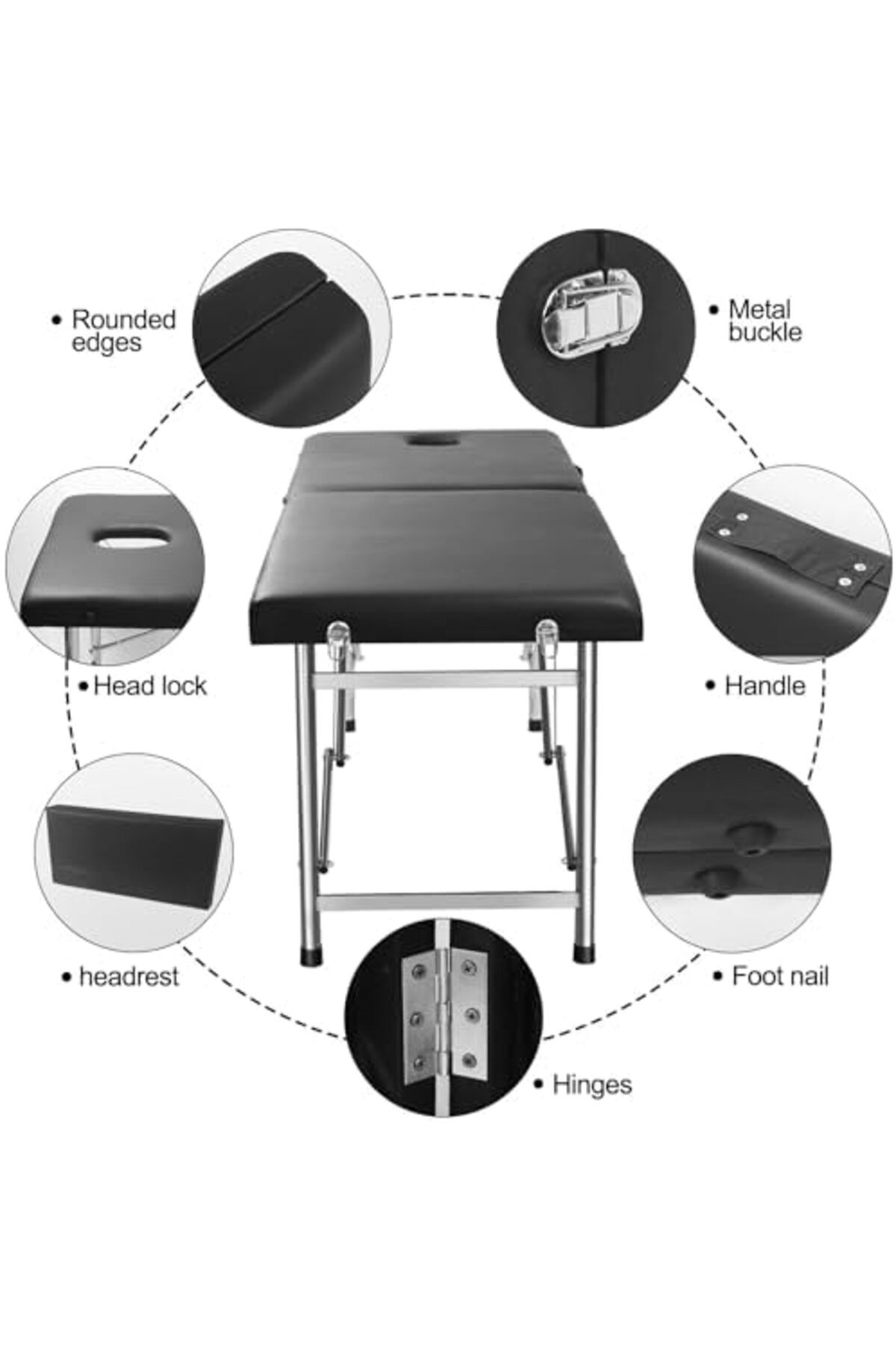 SKY TOUCH-Portable Massage Bed - Sky Touch: Foldable Table with Steel Frame and Two Adjustable Parts in Black 6