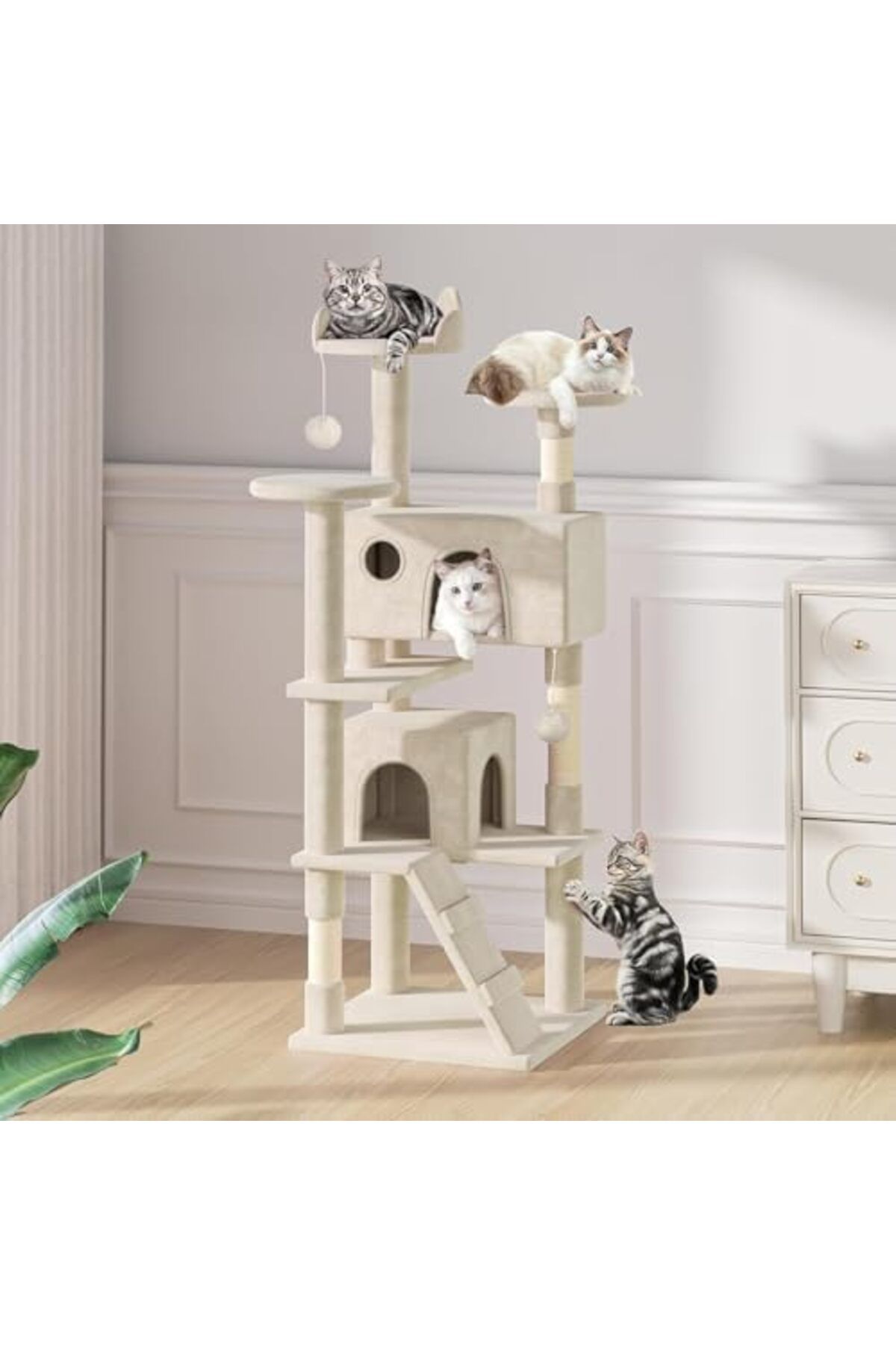 SKY TOUCH-SKY-TOUCH Cat Tree Tower for Indoor Cats Large Adults, Cat Tower with Scratching Post, Multi-Level F 7