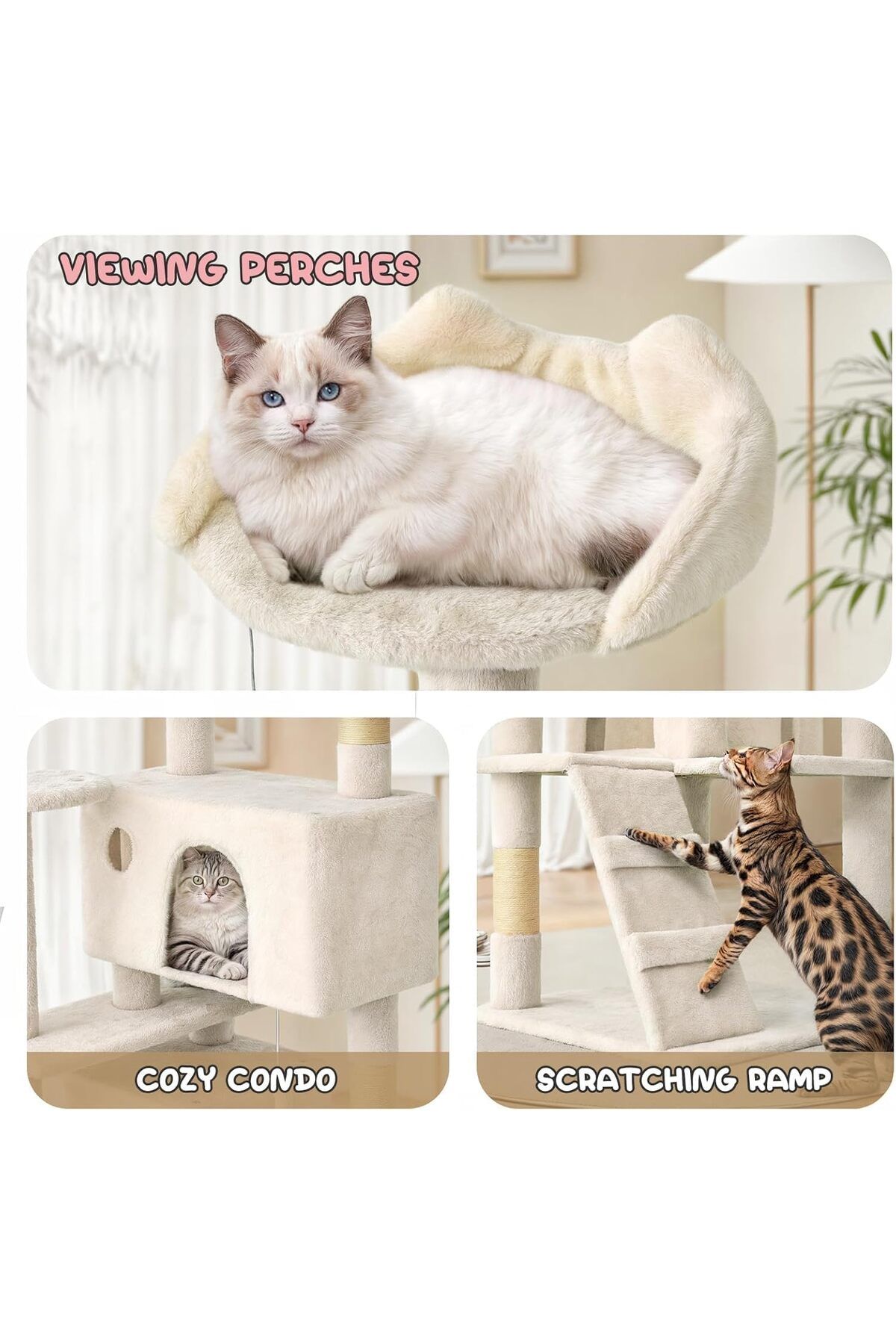 SKY TOUCH-SKY-TOUCH Cat Tree Tower for Indoor Cats Large Adults, Cat Tower with Scratching Post, Multi-Level F 8