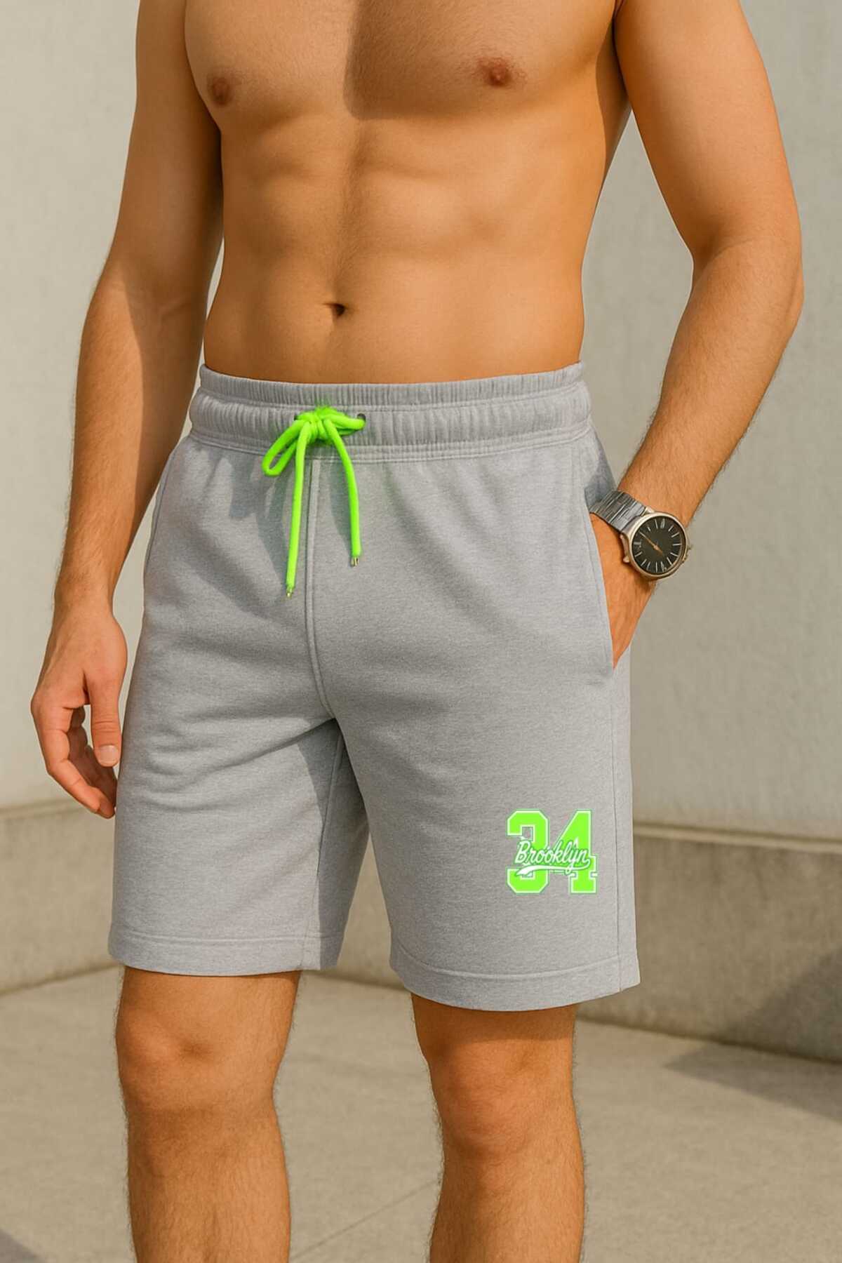 NETTENSTORE  gri cepli yeni tarz sportwear spor deniz tatil bermuda şort