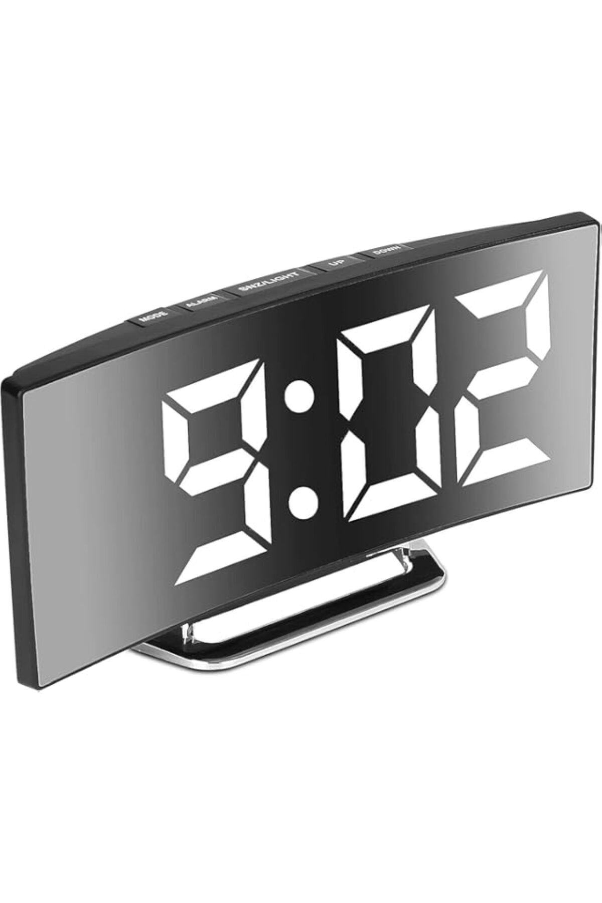 Generic-0TO1 TECH Digital Alarm Clock, Bedside Mirror Clock with Modern Curved Design, Battery Operated and 1