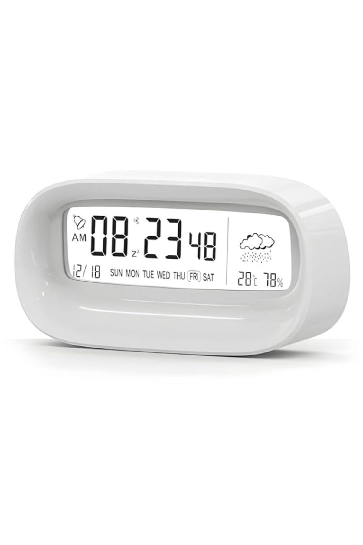 Generic-ECVV Digital Alarm Clock, Transparent LED Display Desk Clocks, Temperature Humidity Meter Snooze We 1