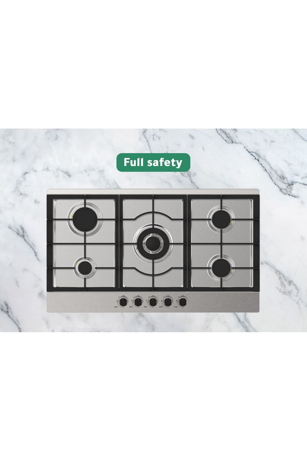 Midea-Midea Gas Hob - 5 Burners with Auto Ignition Function - Silver - 93.2 x 60.2 cm 2