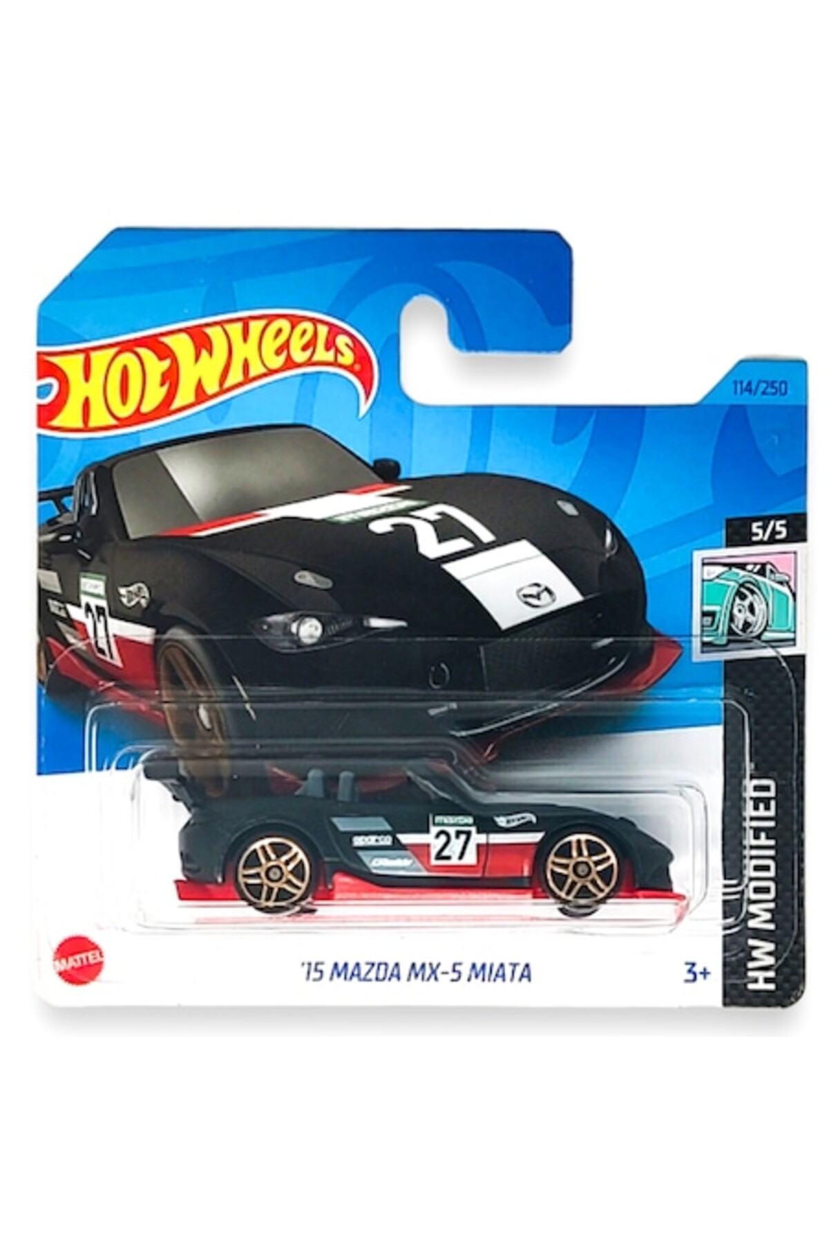 Masinuta metalica Hot Wheels, '15 Mazda MX-5 Miata, 1:64, Negru