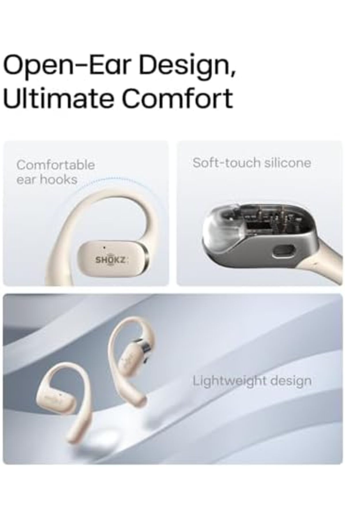 Shokz-OpenFit Open-Ear True Wireless Bluetooth Headphones with Microphone, Earbuds with Earhooks, Sw 8