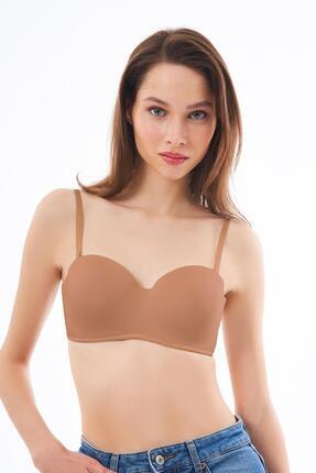 Cottonhill Bej Balenli Toparlayıcı Dolgusuz Straplez Sütyen