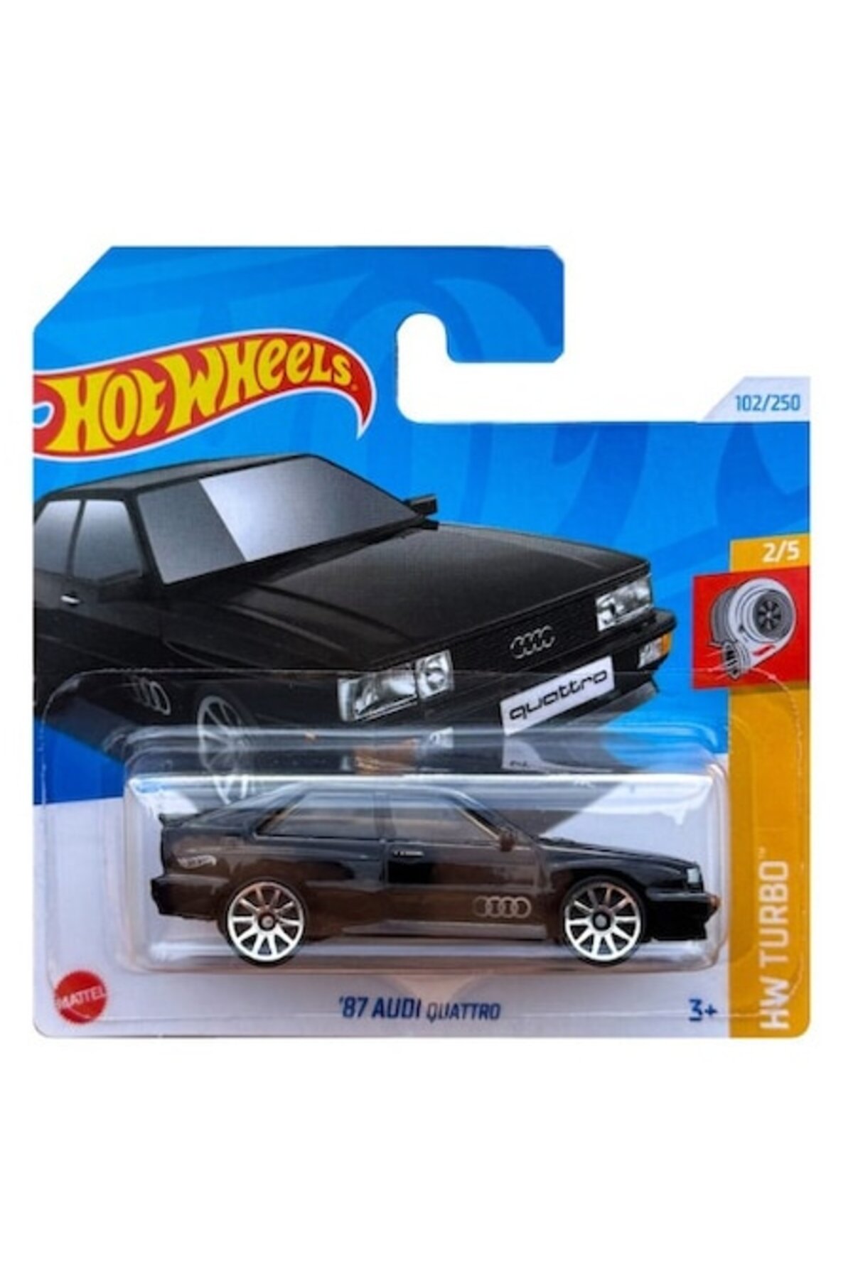 Masinuta Metalica Hot Wheels, '87 Audi Quattro HW Turbo, 1:64, Negru