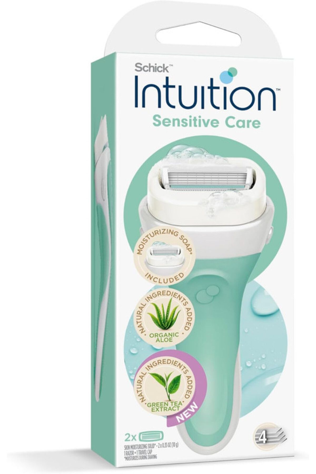 INTUITION Schick Sensitive Care Kit, with Organic Aloe and Green Tea Extract-4 Ultrathin Bladed