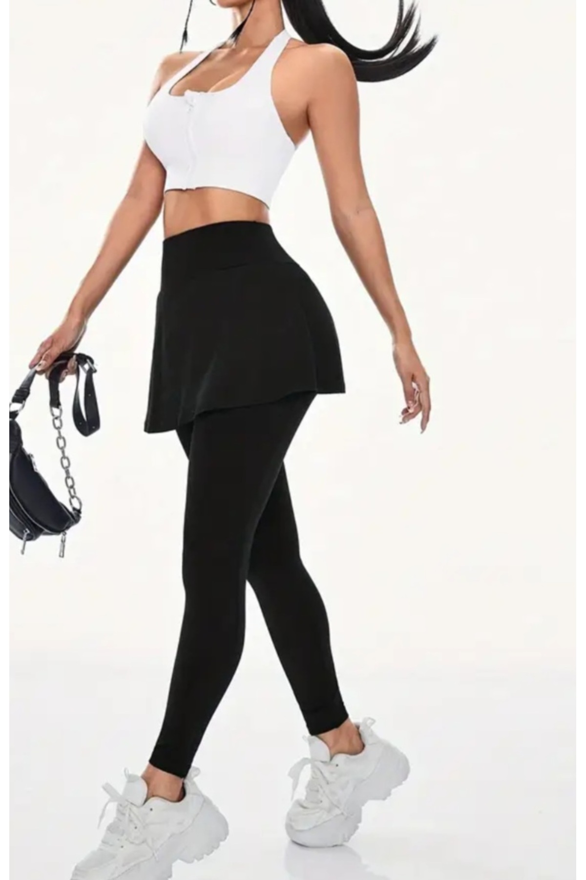 CARABO MODA  Yüksek bel uzun taytlı mini etek - Görsel 3