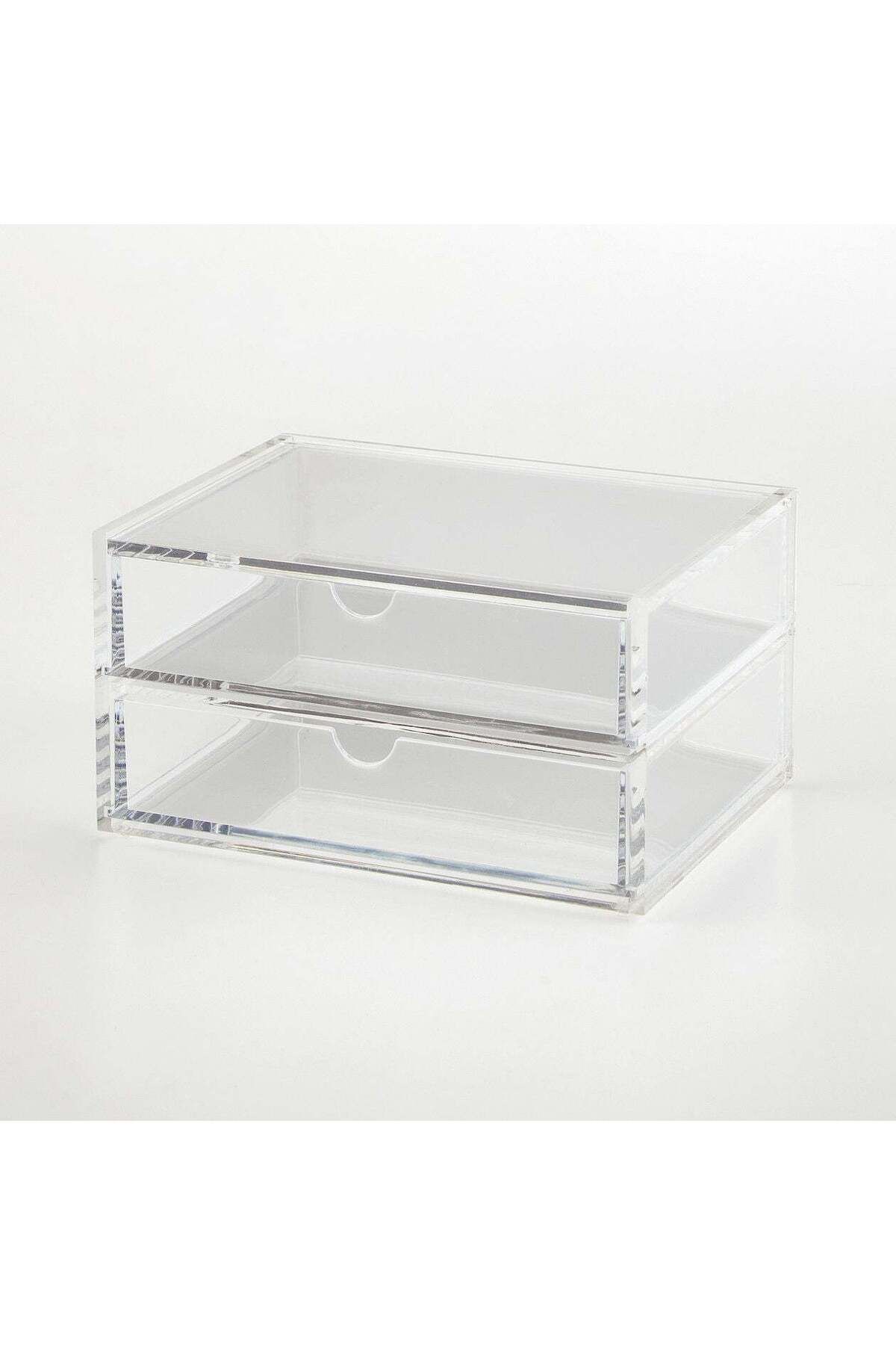 Muji-Stackable Acrylic Storage Case with 2 Layered Lid Drawer, Clear, 175 x 130 x 95 mm 2