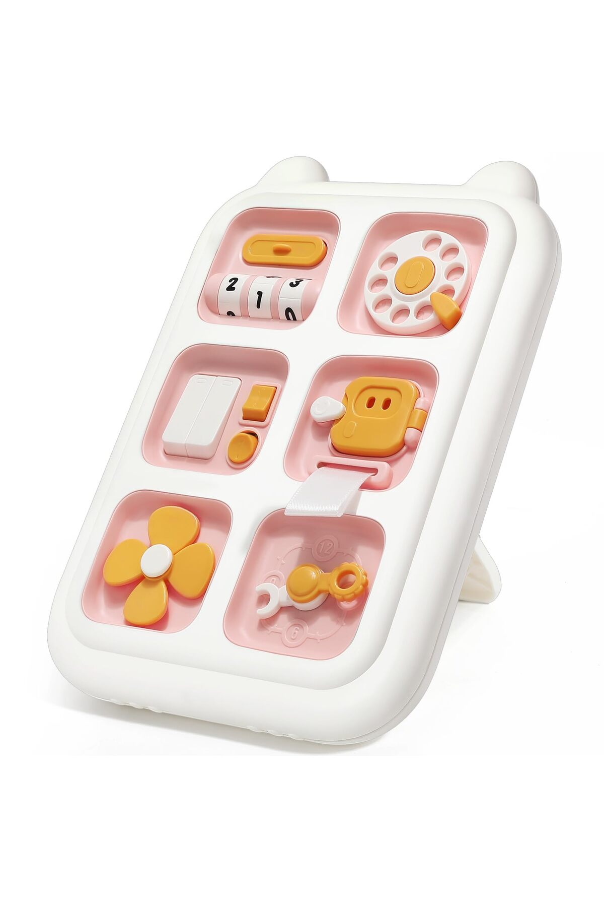 بازی‌های حسی مونته‌سوری برای سنین ۱ تا ۳ سال، تخته سرگرمی برای مهارت‌های حرکتی ظریف، هدیه تولد برای کودکان - صورتی