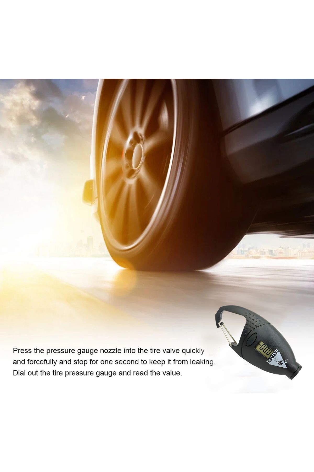 Safari-TG-52 Digital Tire Pressure Gauge with LCD Display and Hook for Cars, Bikes, and More 5