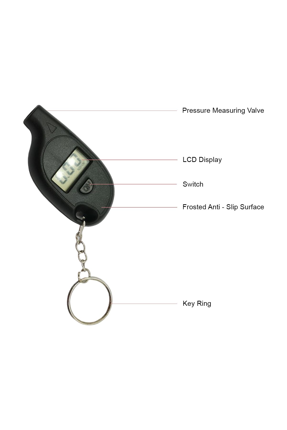 Safari-TG-51 Digital Tire Pressure Gauge with LCD Display and Key Ring – Compact and Handy 2